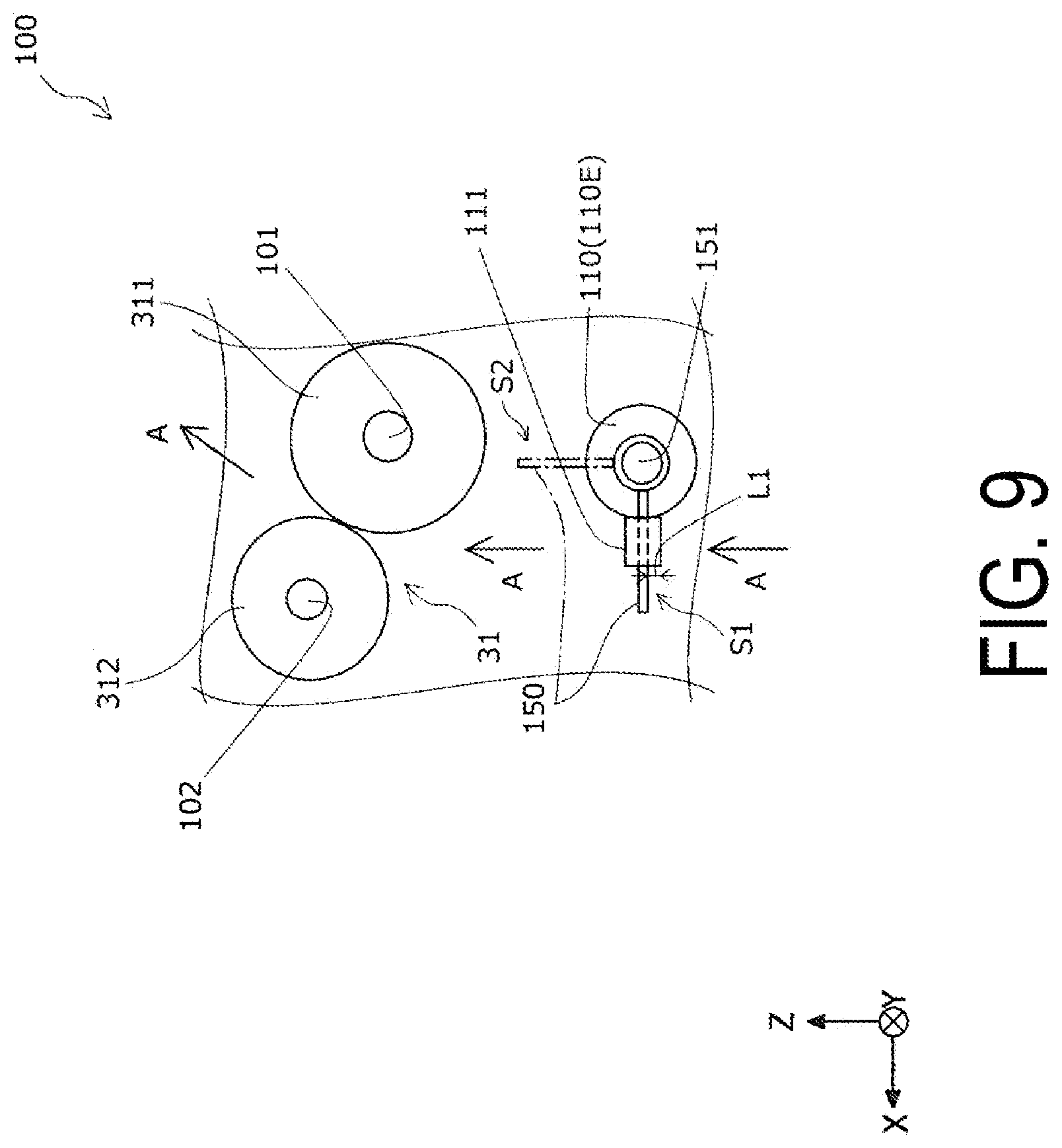 Patent US12448244 Figure 9 – Transport device and recording device