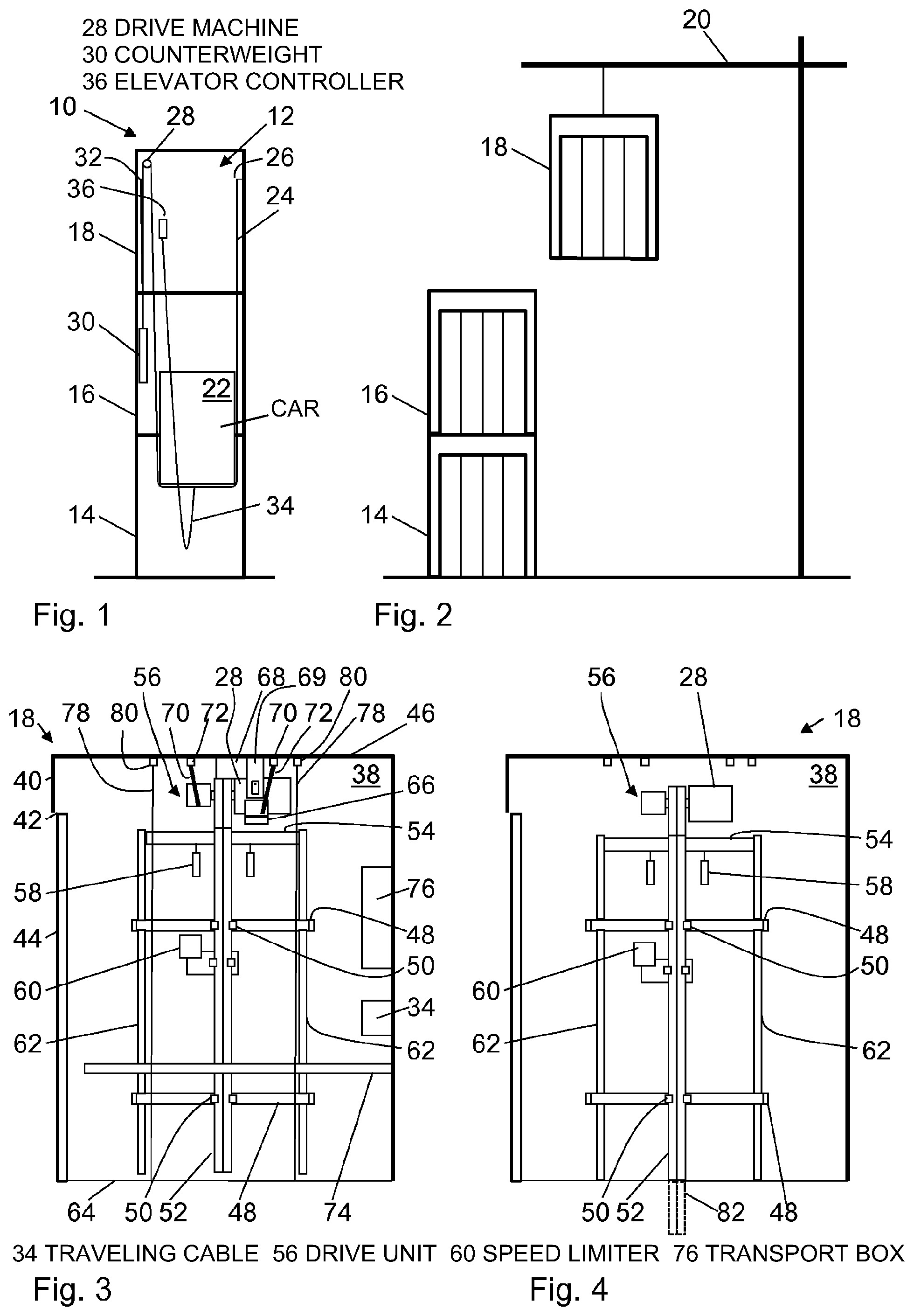 Patent US12448248 Figure 1 – Top module and method for closing off an elevator shaft of an elevator system