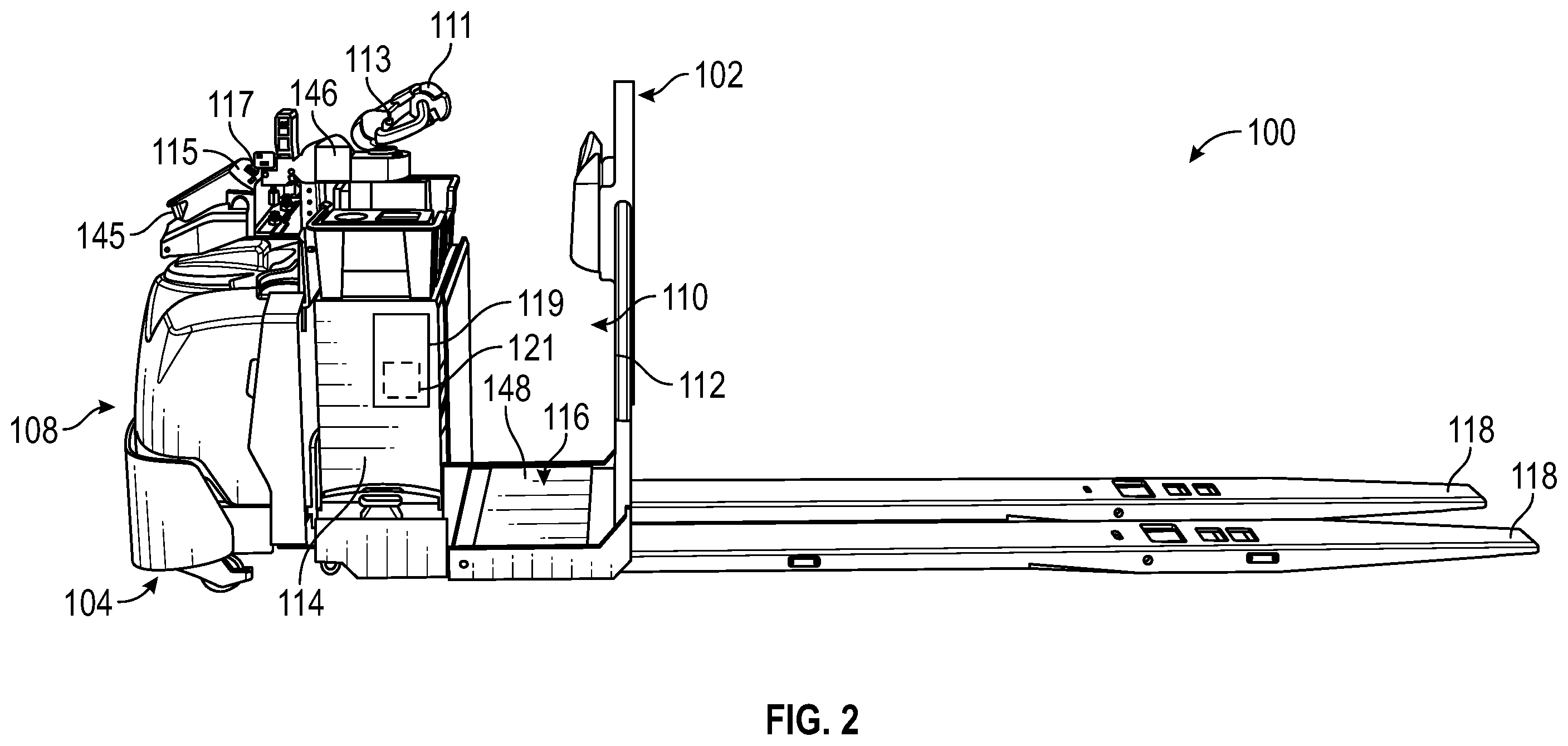 Patent US12448265 Figure 2 – Systems and methods for control of a remotely controllable material handling vehicle