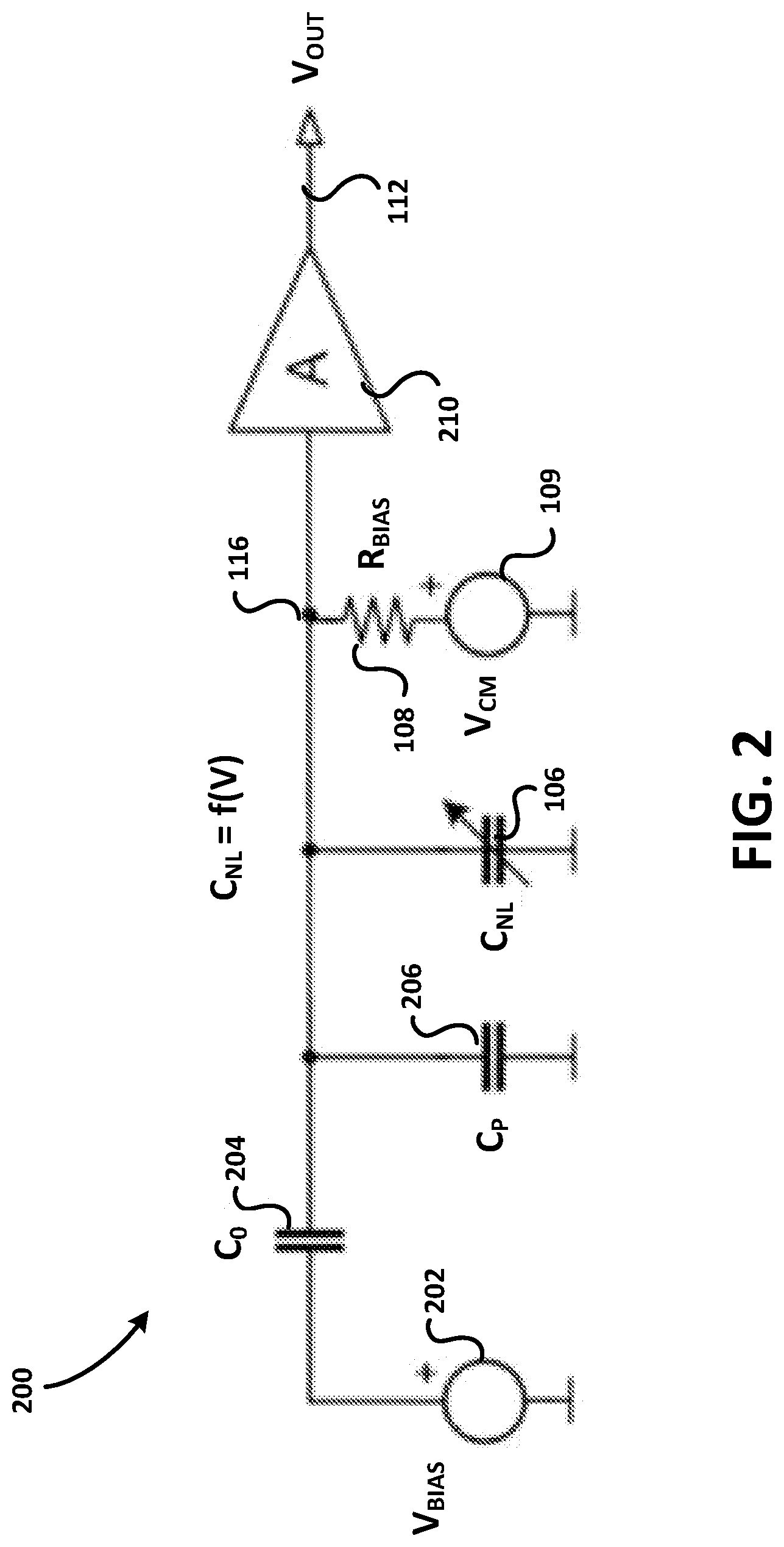 Patent US12448275 Figure 2 – Capacitive linearization method applied to MEMS microphones systems