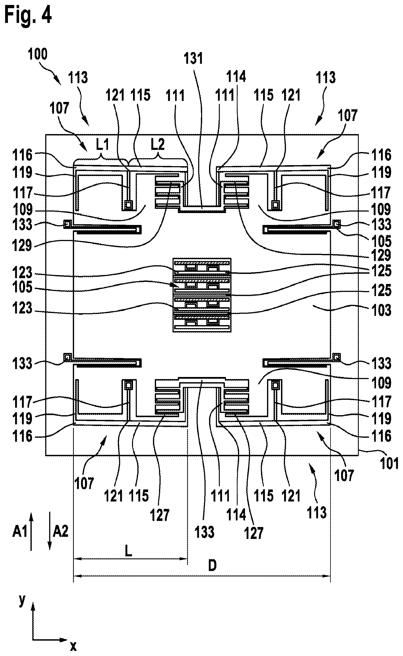 Patent US12448281 Figure 4 – Micromechanical sensor structure with damping structure