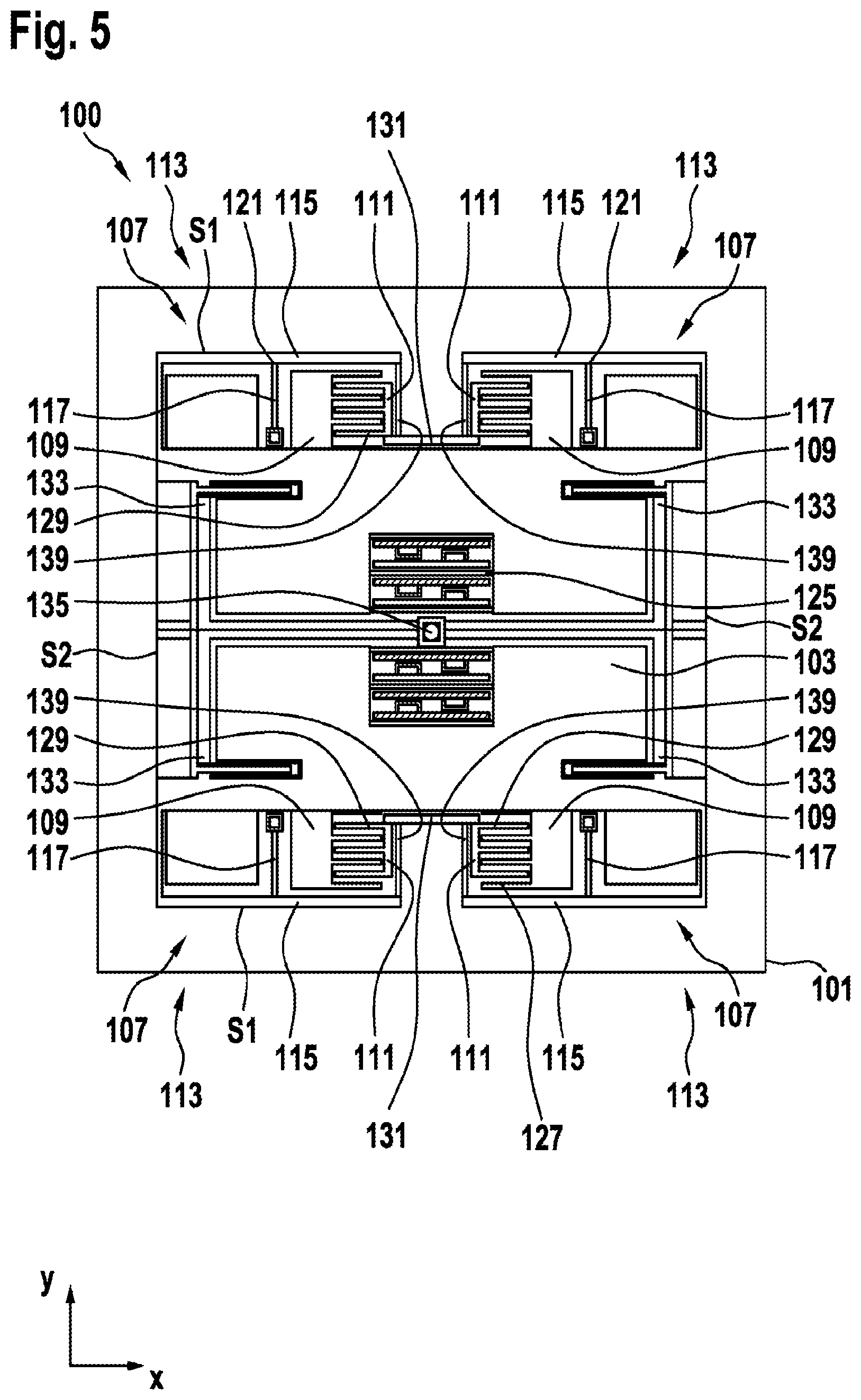 Patent US12448281 Figure 5 – Micromechanical sensor structure with damping structure