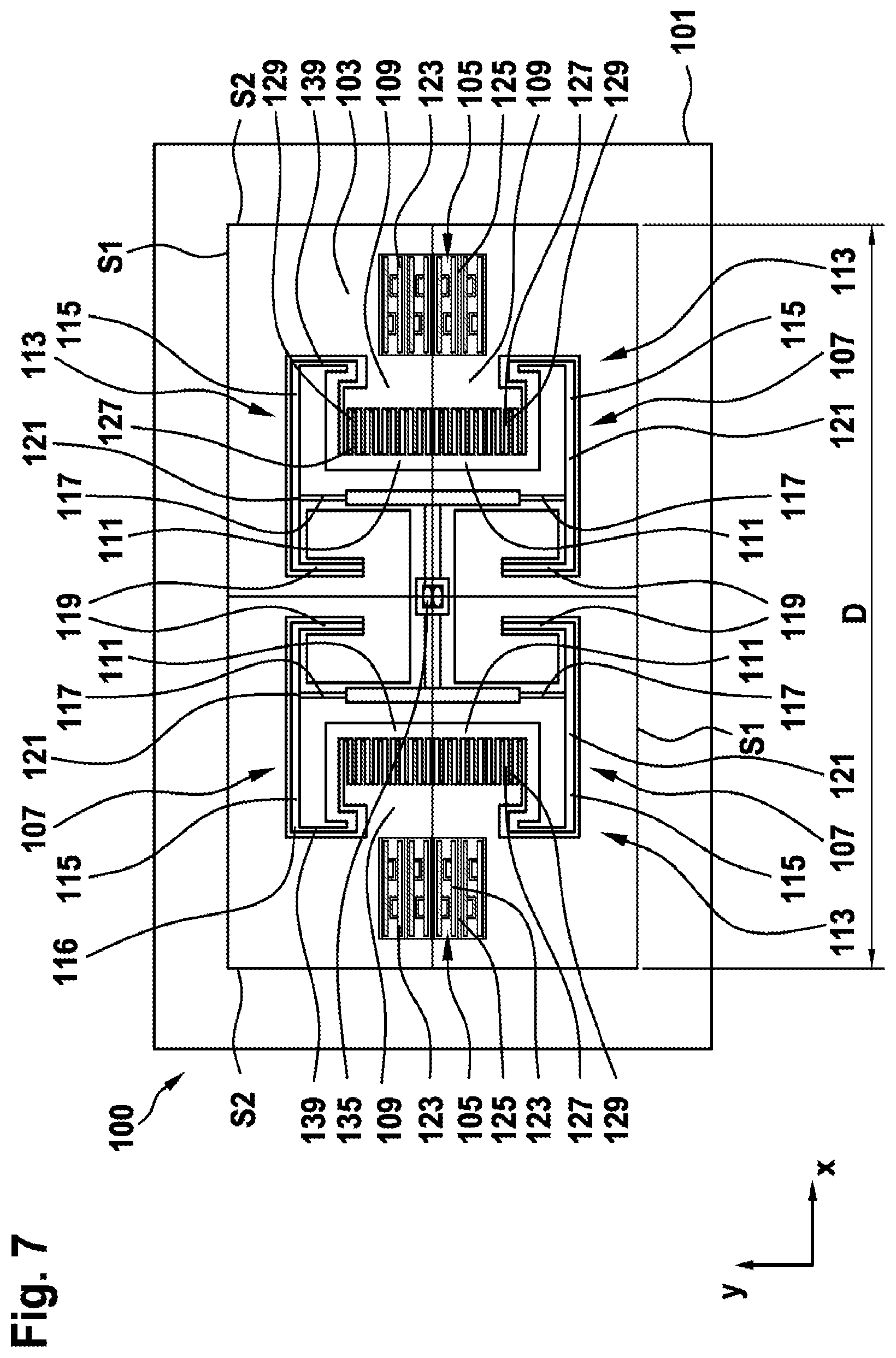 Patent US12448281 Figure 7 – Micromechanical sensor structure with damping structure