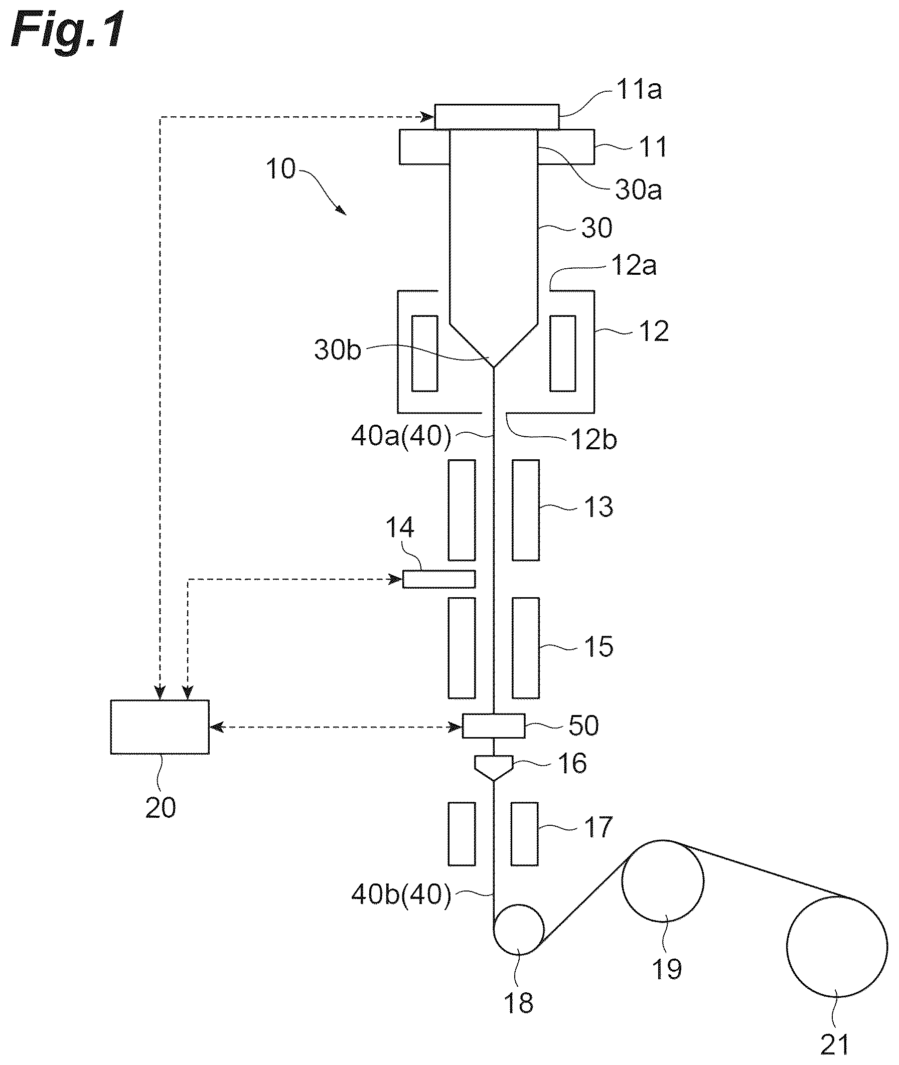 Patent US12448317 Figure 1 – Method of manufacturing optical fiber and apparatus for manufacturing optical fiber