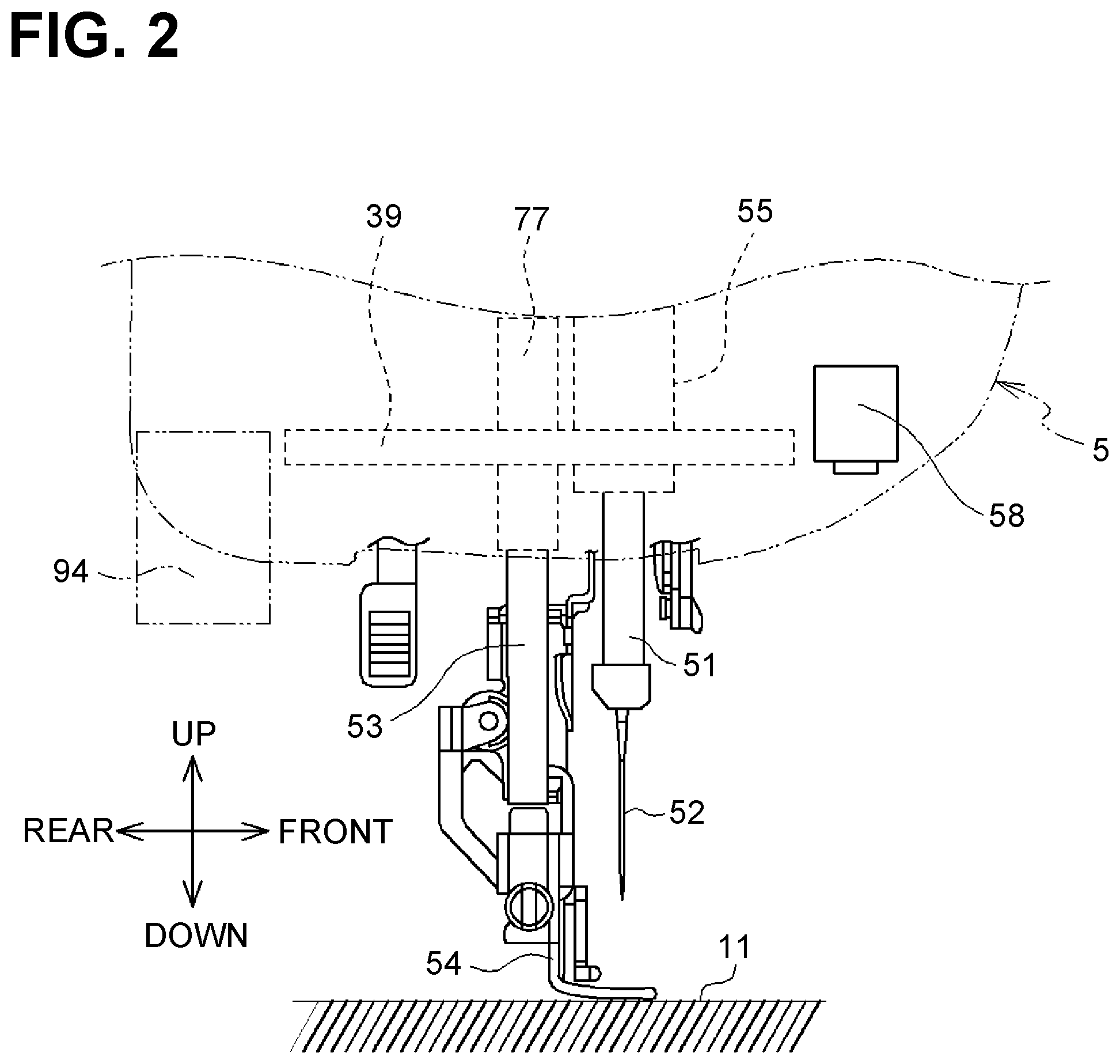 Patent US12448711 Figure 2 – Sewing machine