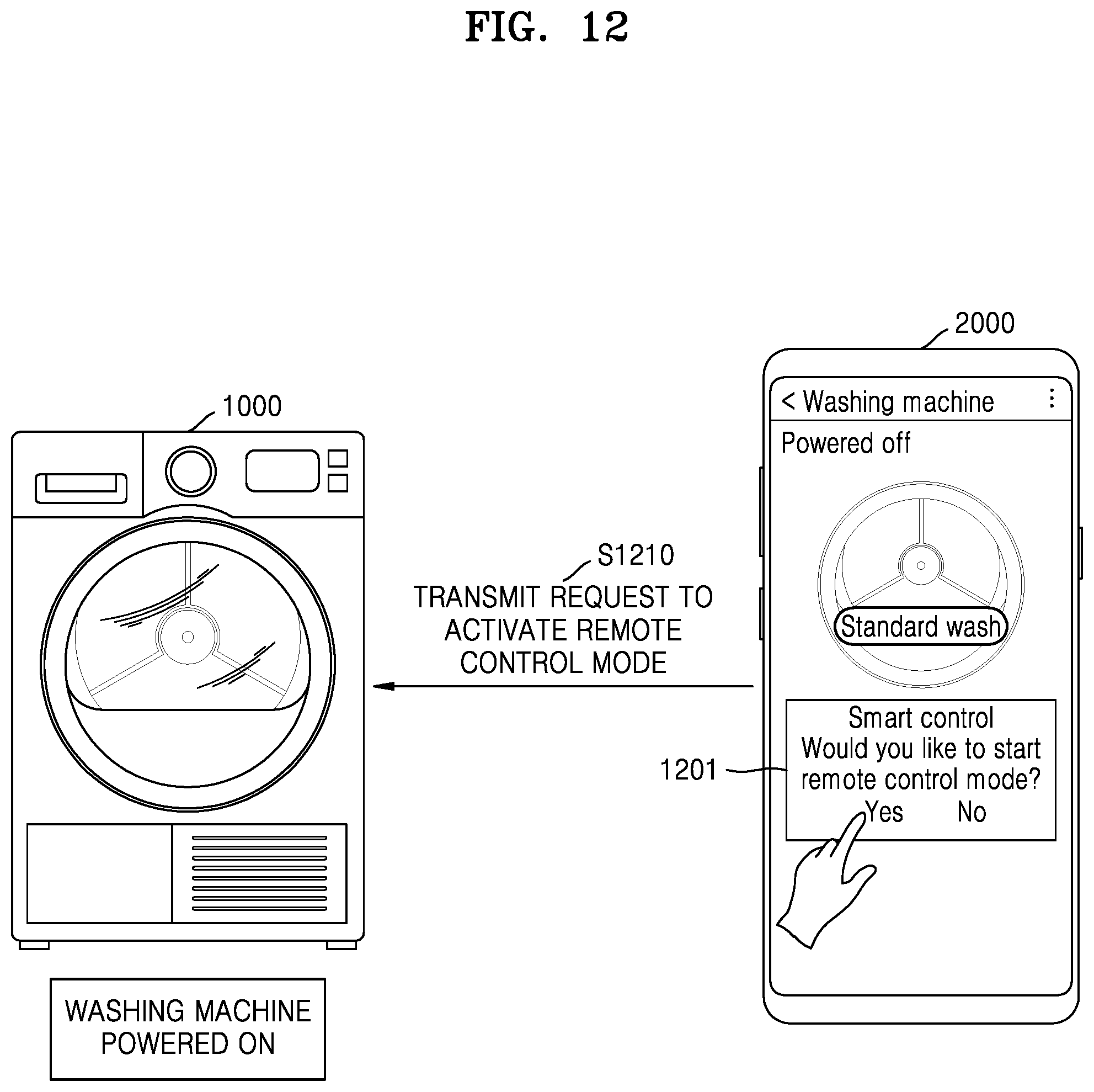 Patent US12448714 Figure 12 – Washing machine and method of controlling the washing machine