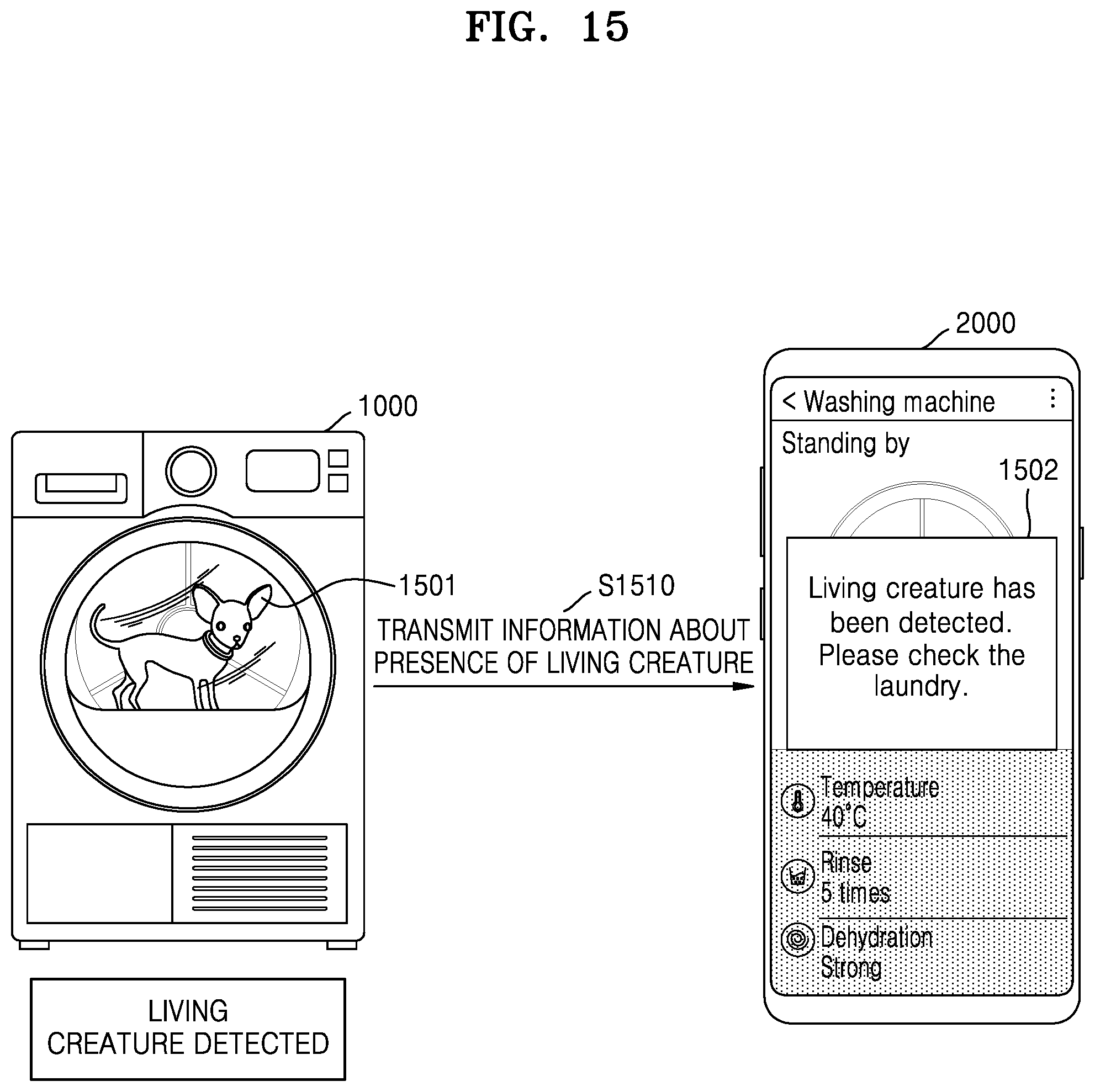 Patent US12448714 Figure 15 – Washing machine and method of controlling the washing machine