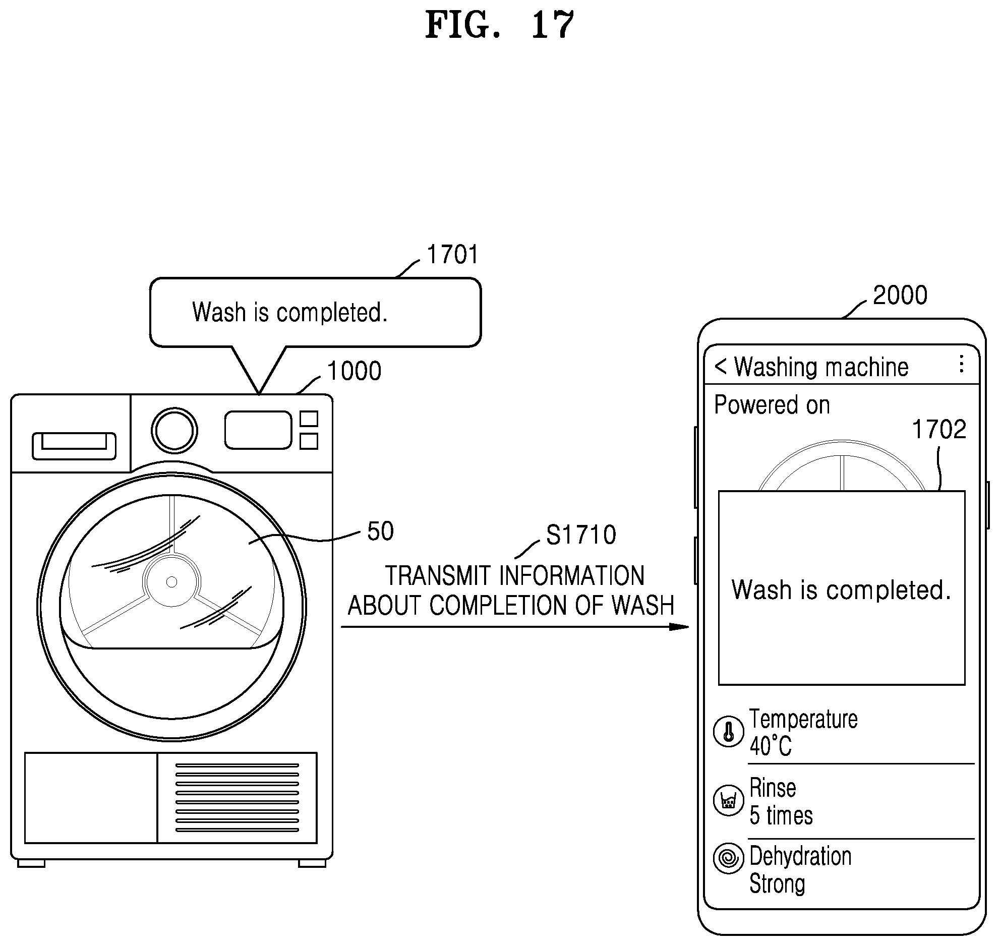 Patent US12448714 Figure 17 – Washing machine and method of controlling the washing machine
