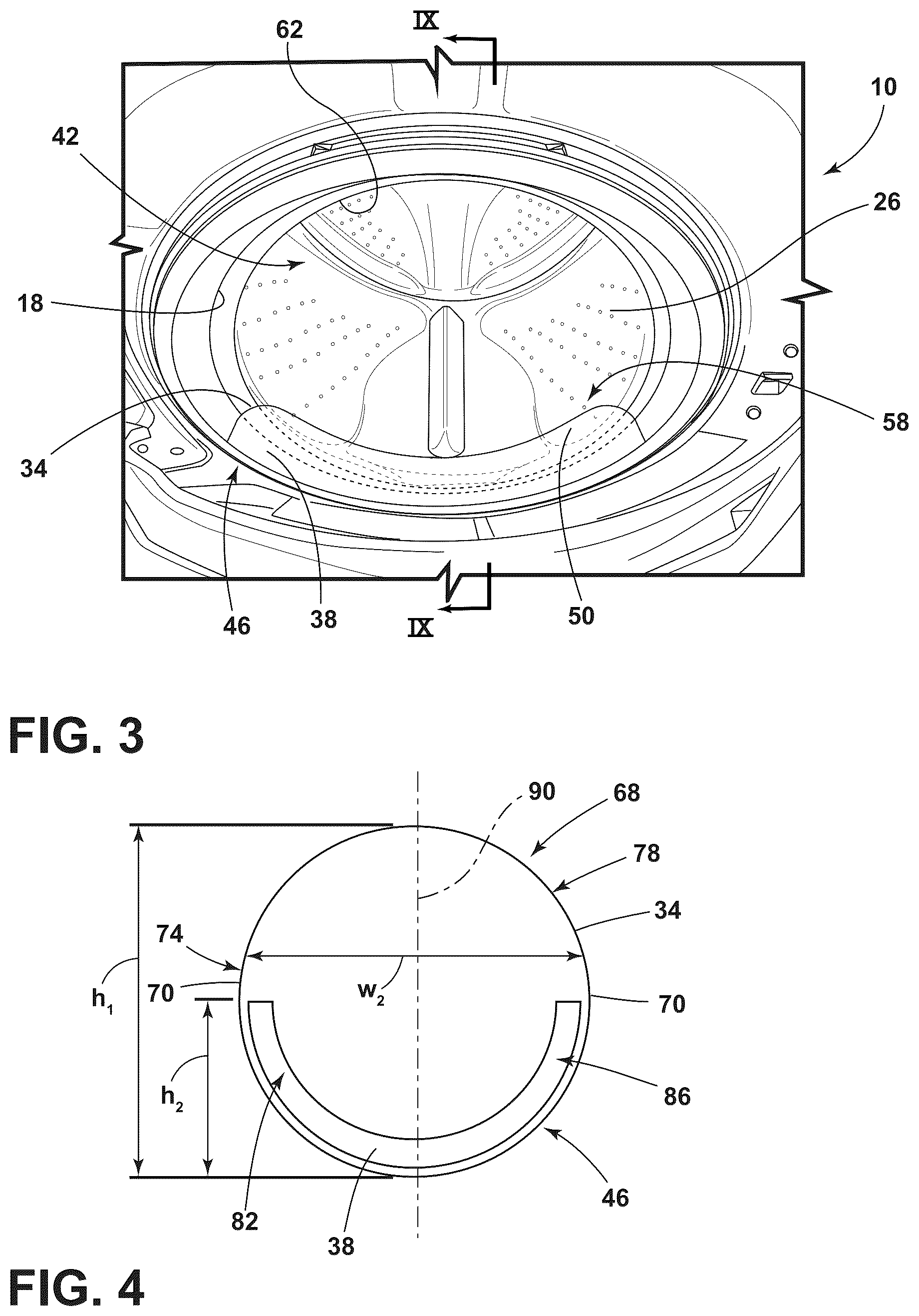 Patent US12448717 Figure 3 – Laundry appliance with a deflector