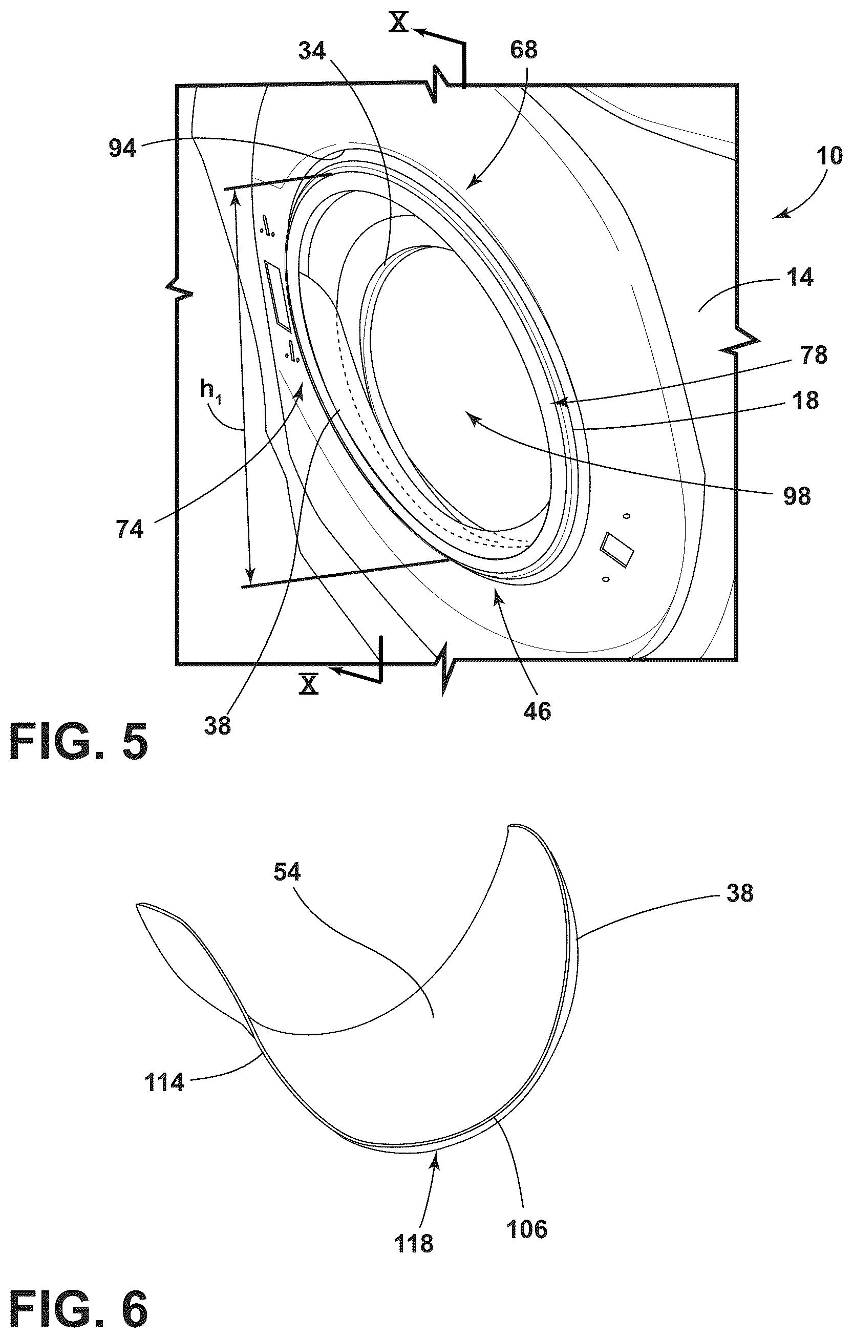 Patent US12448717 Figure 4 – Laundry appliance with a deflector