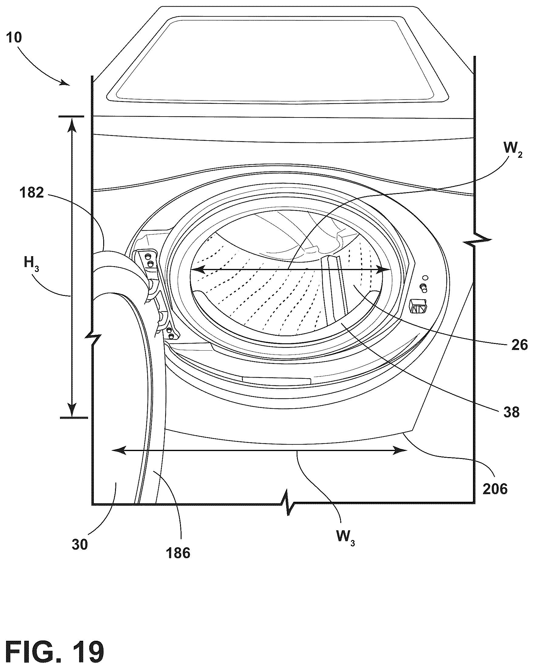 Patent US12448717 Figure 11 – Laundry appliance with a deflector