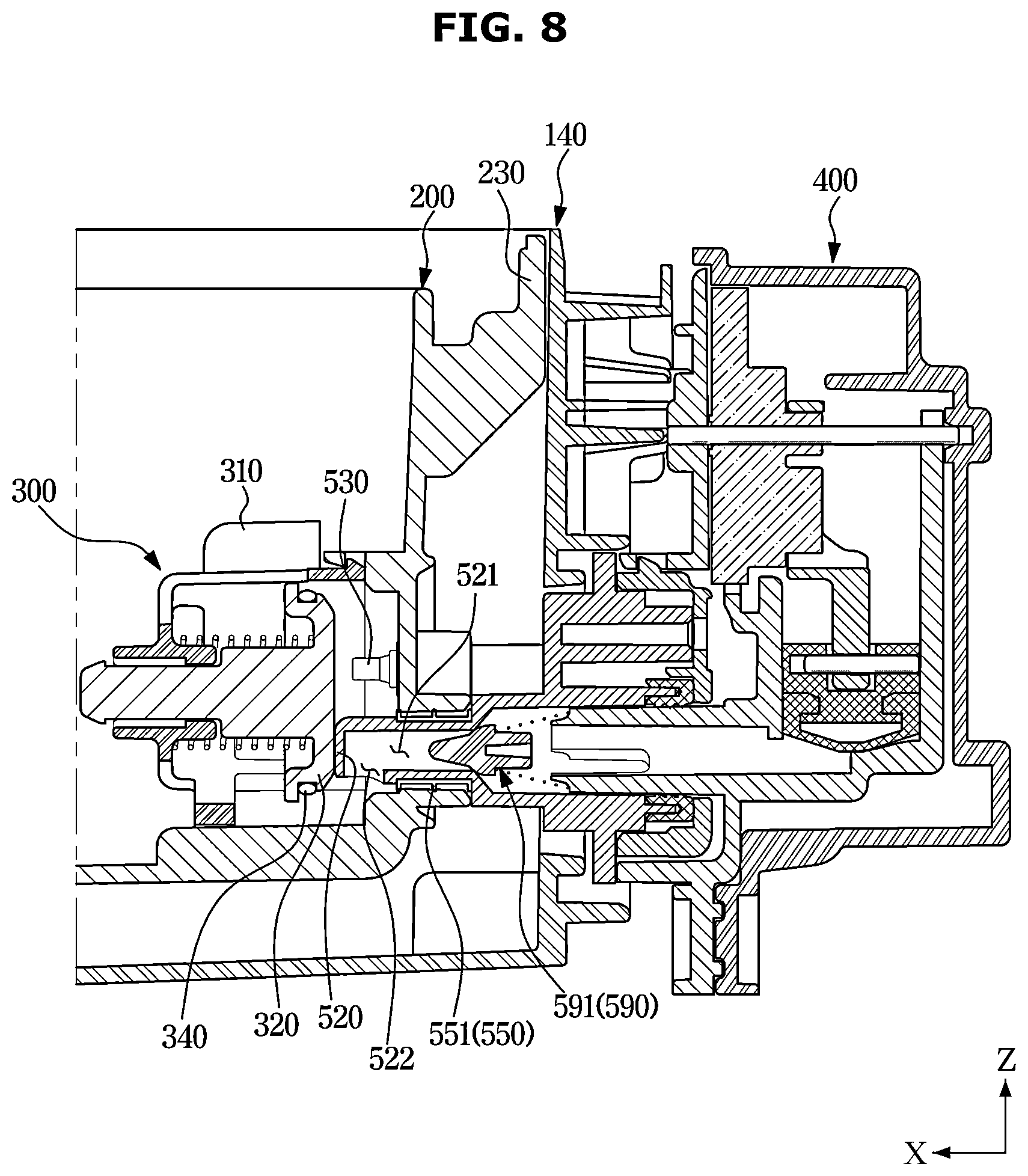 Patent US12448719 Figure 8 – Washing machine