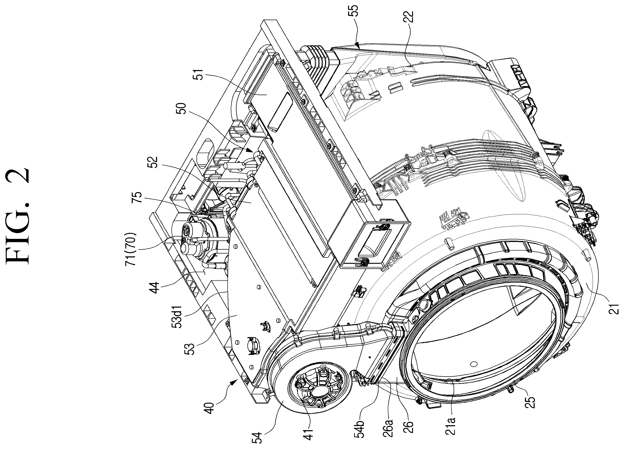 Patent US12448723 Figure 2 – Washing machine with dryer