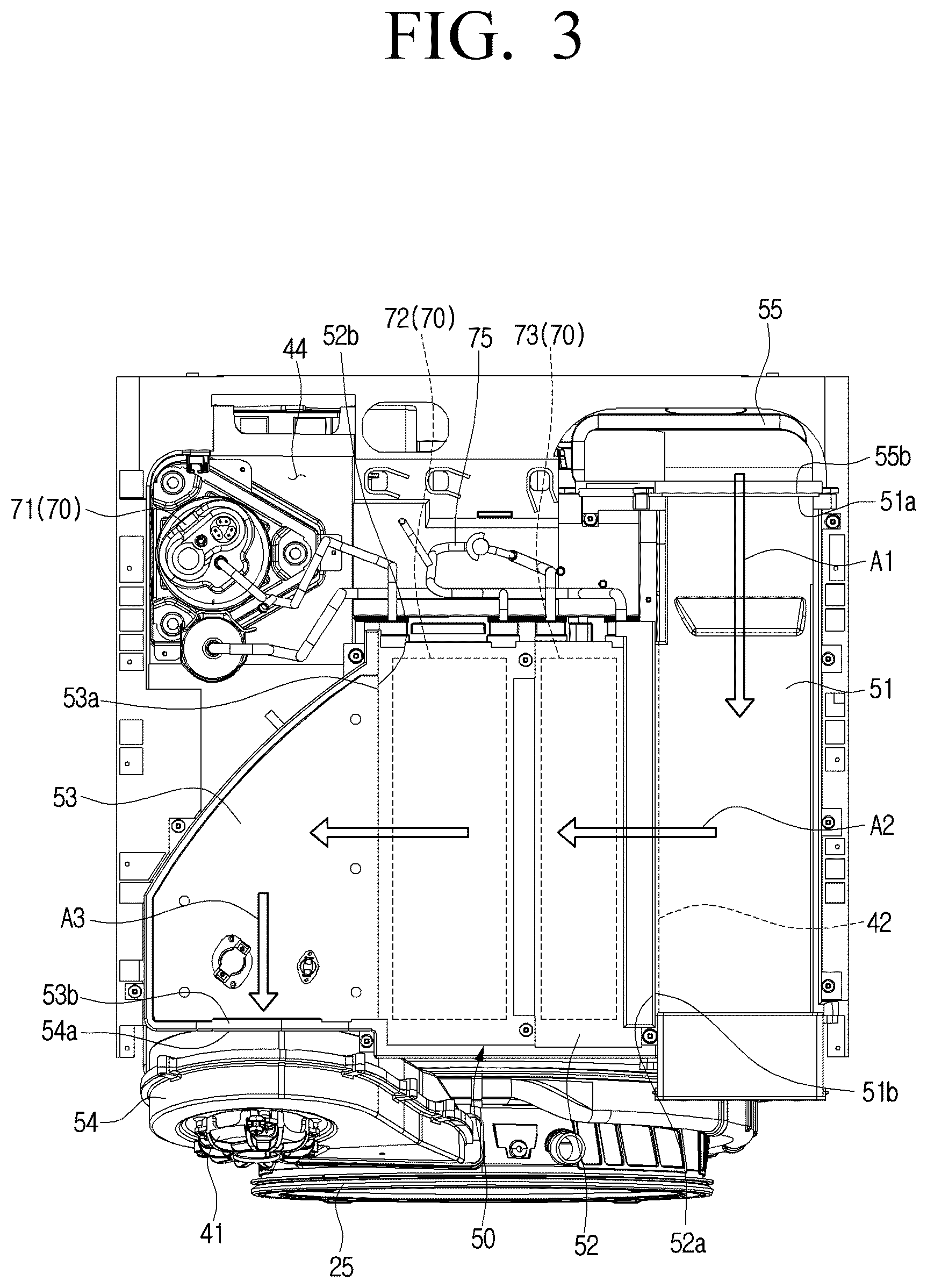 Patent US12448723 Figure 3 – Washing machine with dryer
