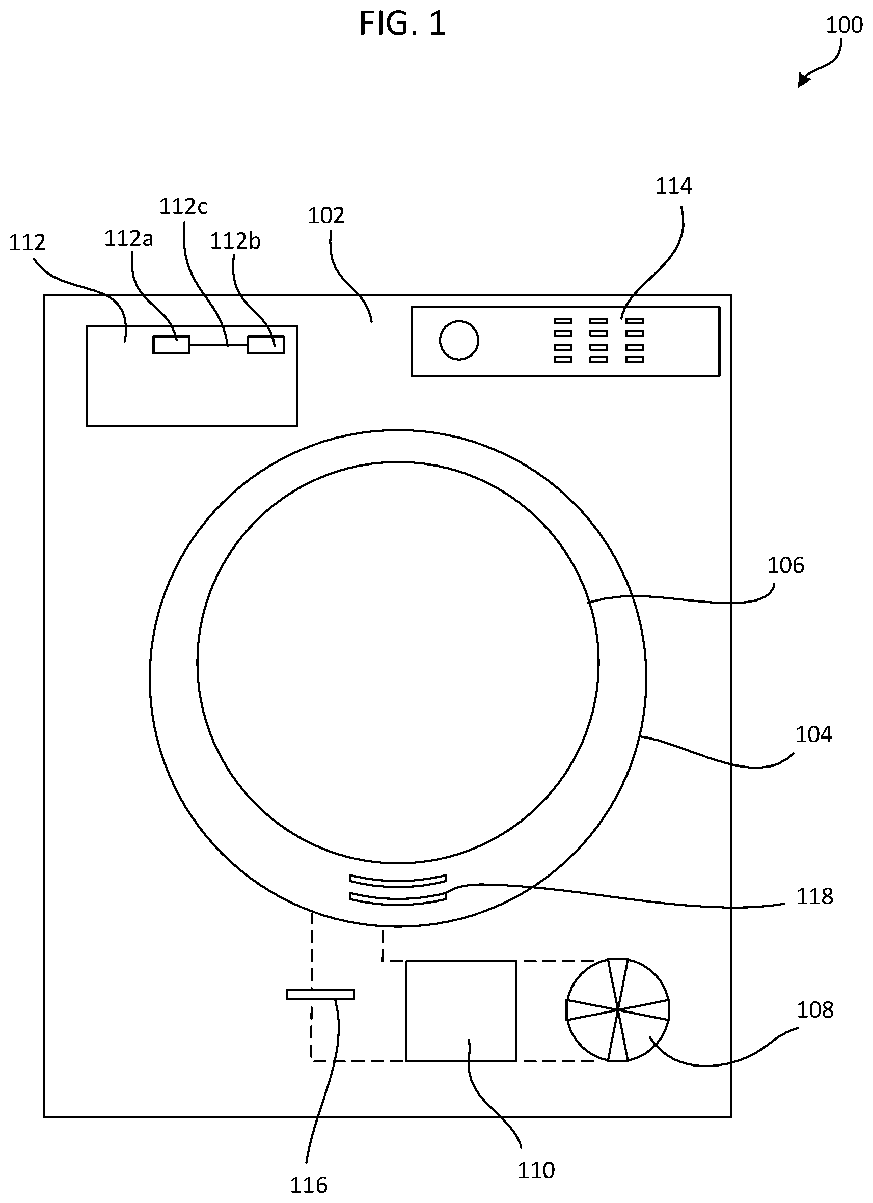 Patent US12448726 Figure 1 – Laundry dryer control system