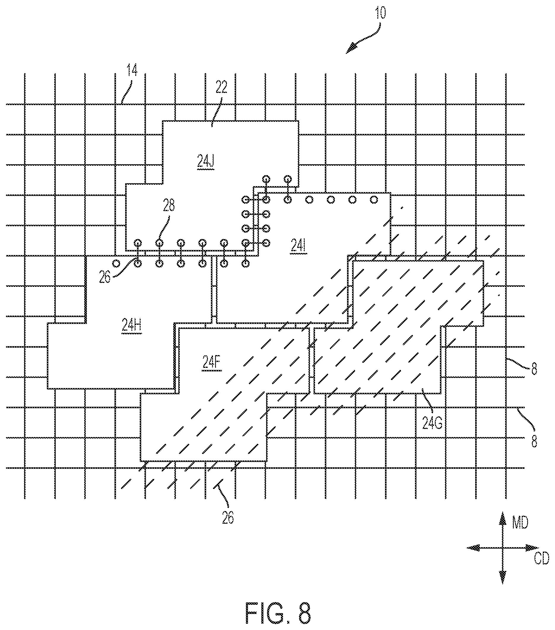 Patent US12448732 Figure 6 – Deflecting member for making fibrous structures