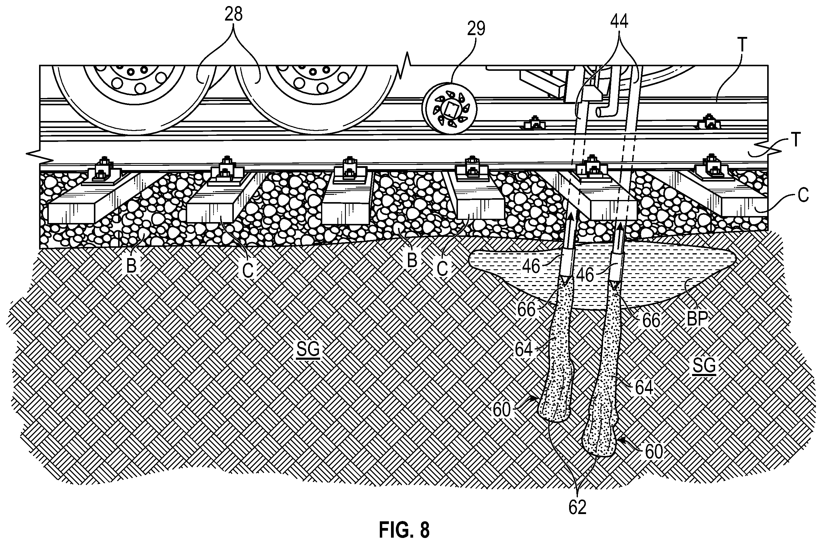 Patent US12448738 Figure 8 – System and method for subgrade stabilization of railroad bed