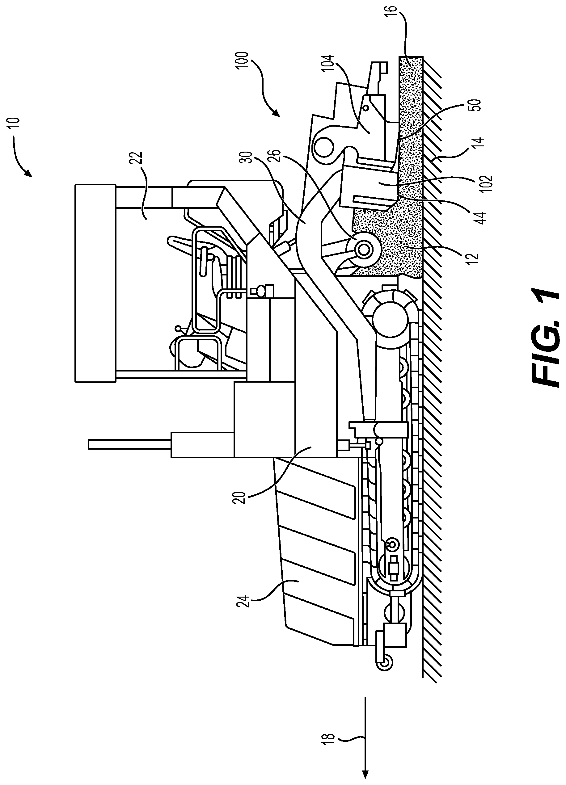 Patent US12448740 Figure 1 – Stepped deflector for a screed assembly