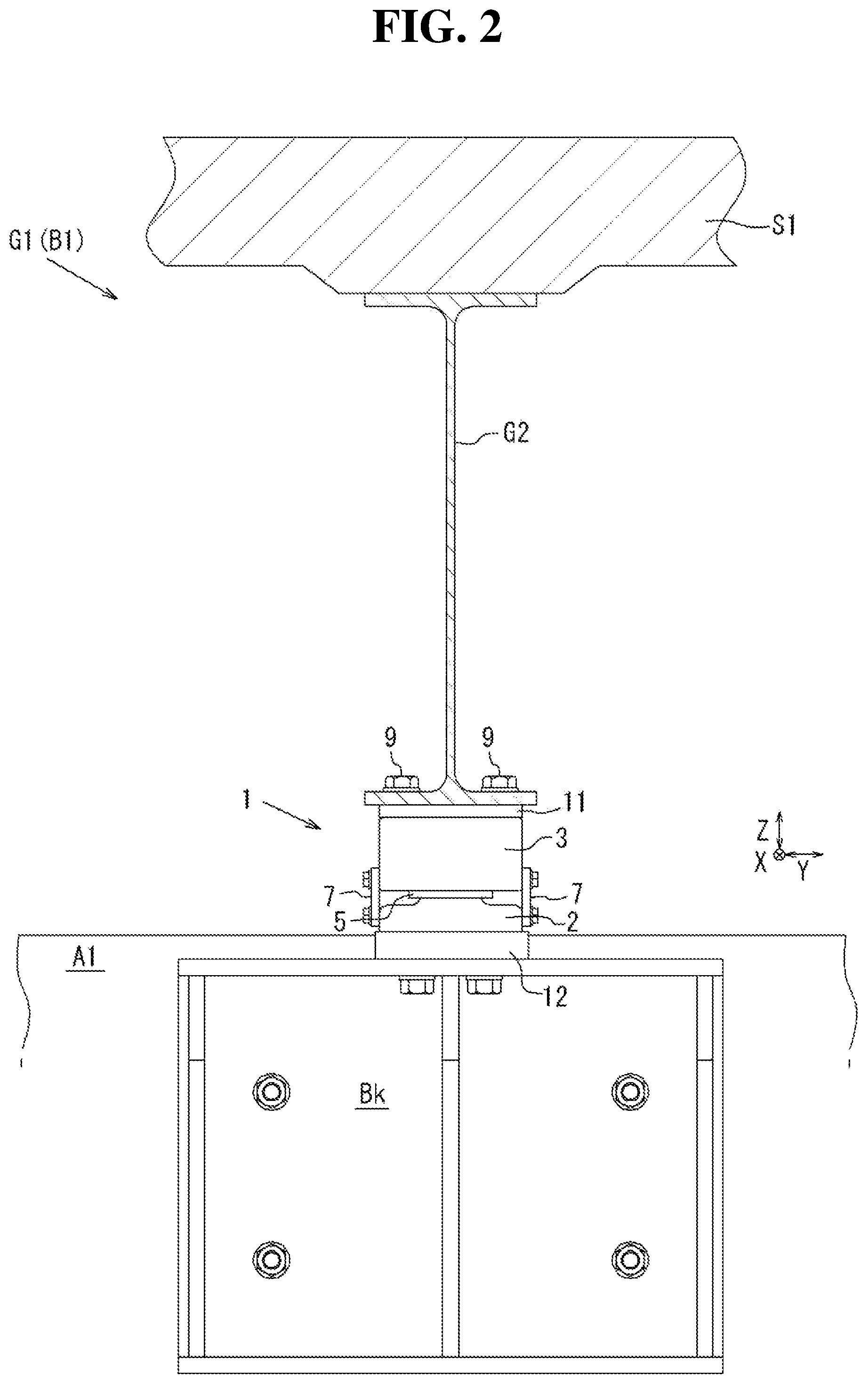 Patent US12448741 Figure 2 – Seismic reinforcement device for bridge