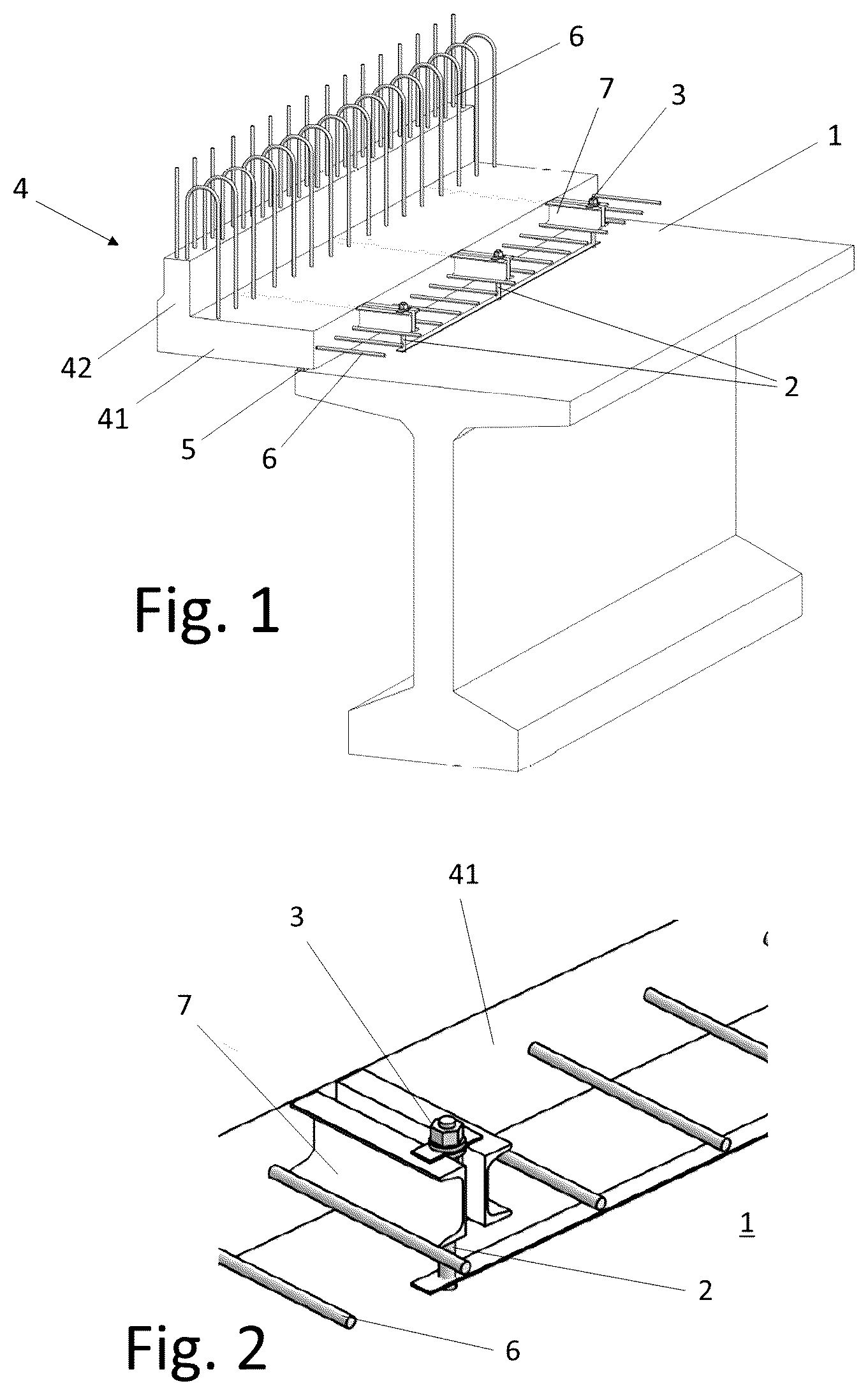 Patent US12448742 Figure 1 – Overhang structure and construction method for a bridge overhang