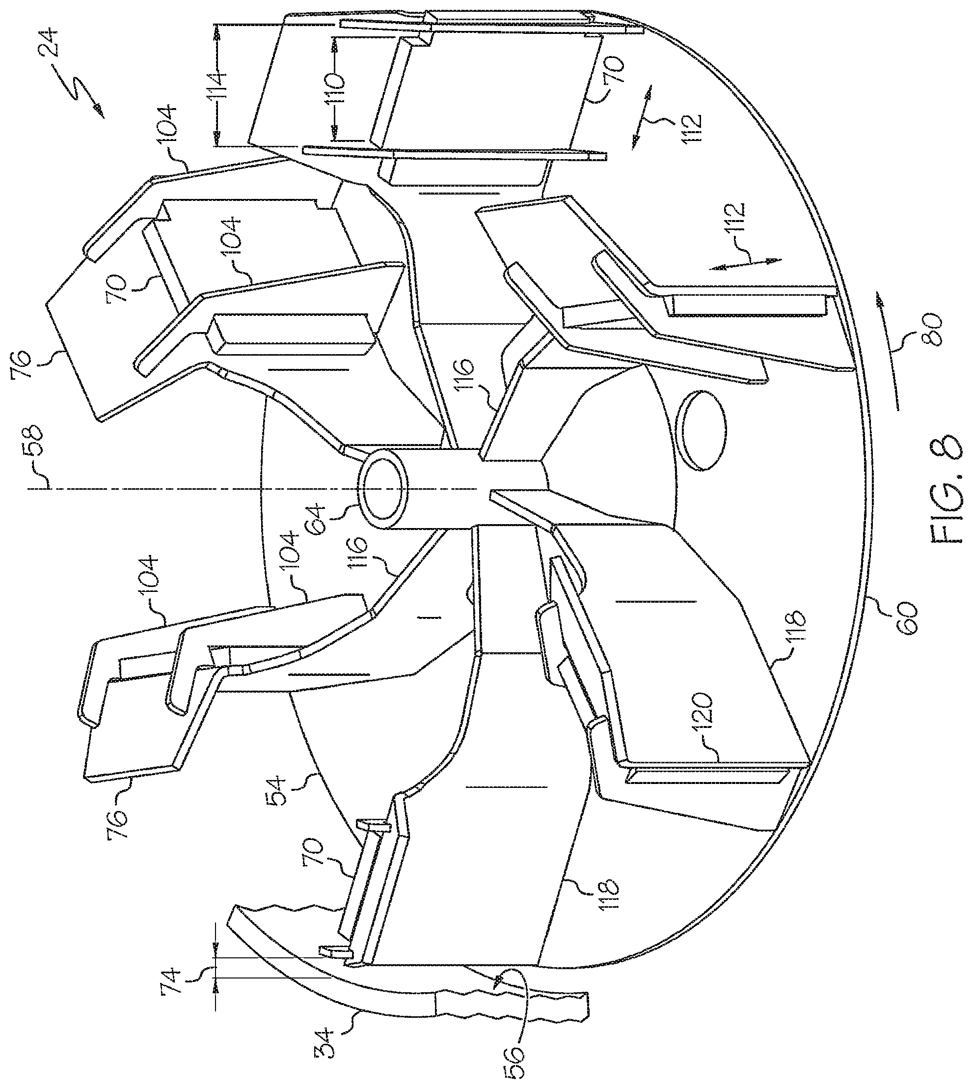 Patent US12448746 Figure 6 – Snow thrower impeller