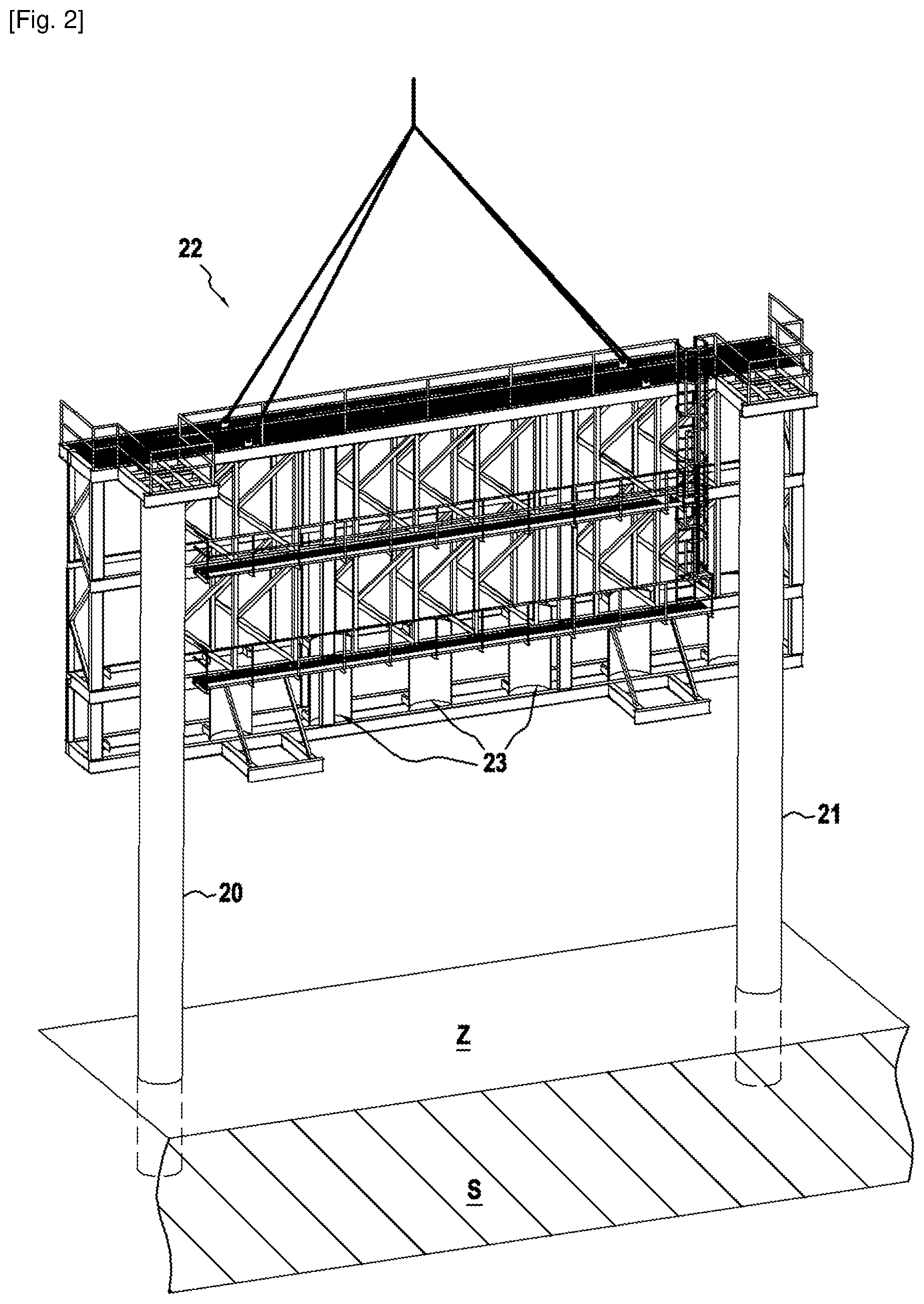 Patent US12448750 Figure 2 – Method for producing a retaining wall