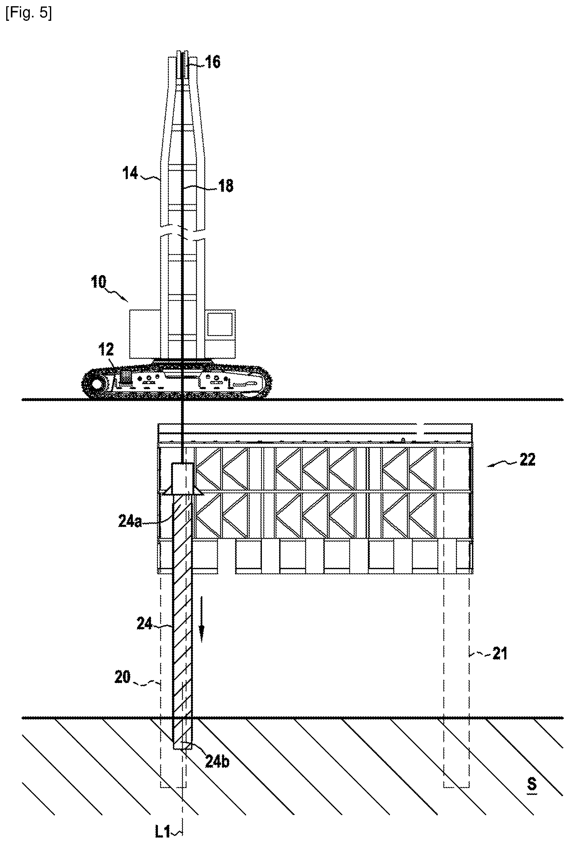 Patent US12448750 Figure 5 – Method for producing a retaining wall
