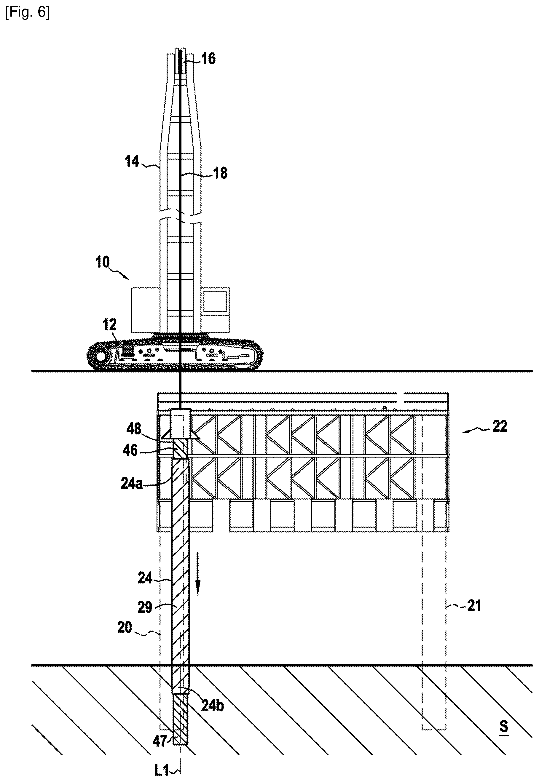 Patent US12448750 Figure 6 – Method for producing a retaining wall