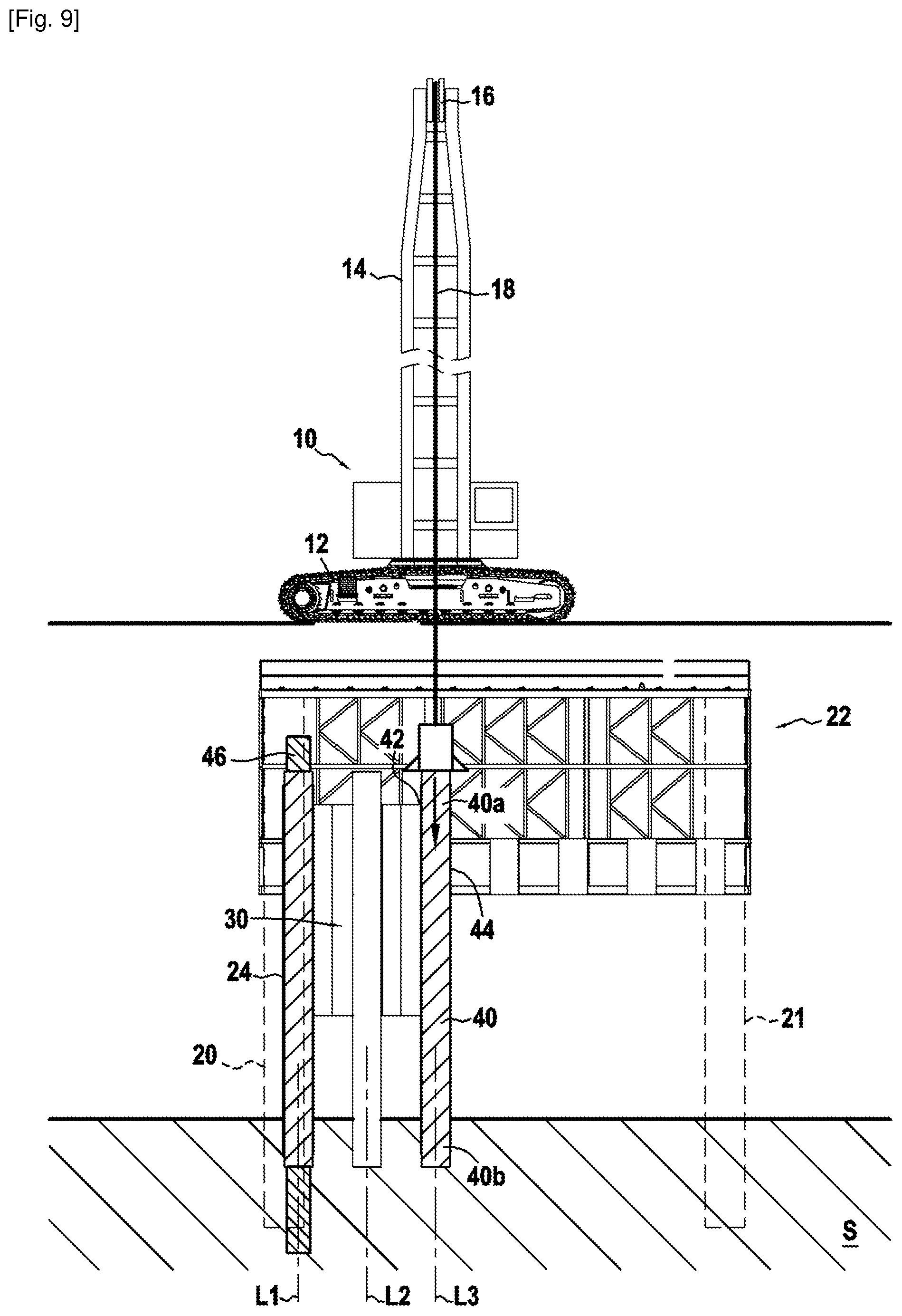Patent US12448750 Figure 9 – Method for producing a retaining wall