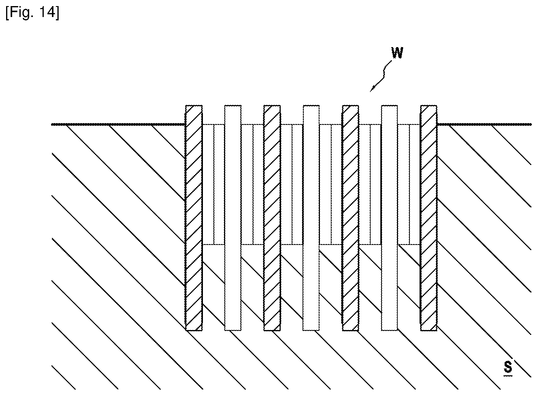 Patent US12448750 Figure 14 – Method for producing a retaining wall