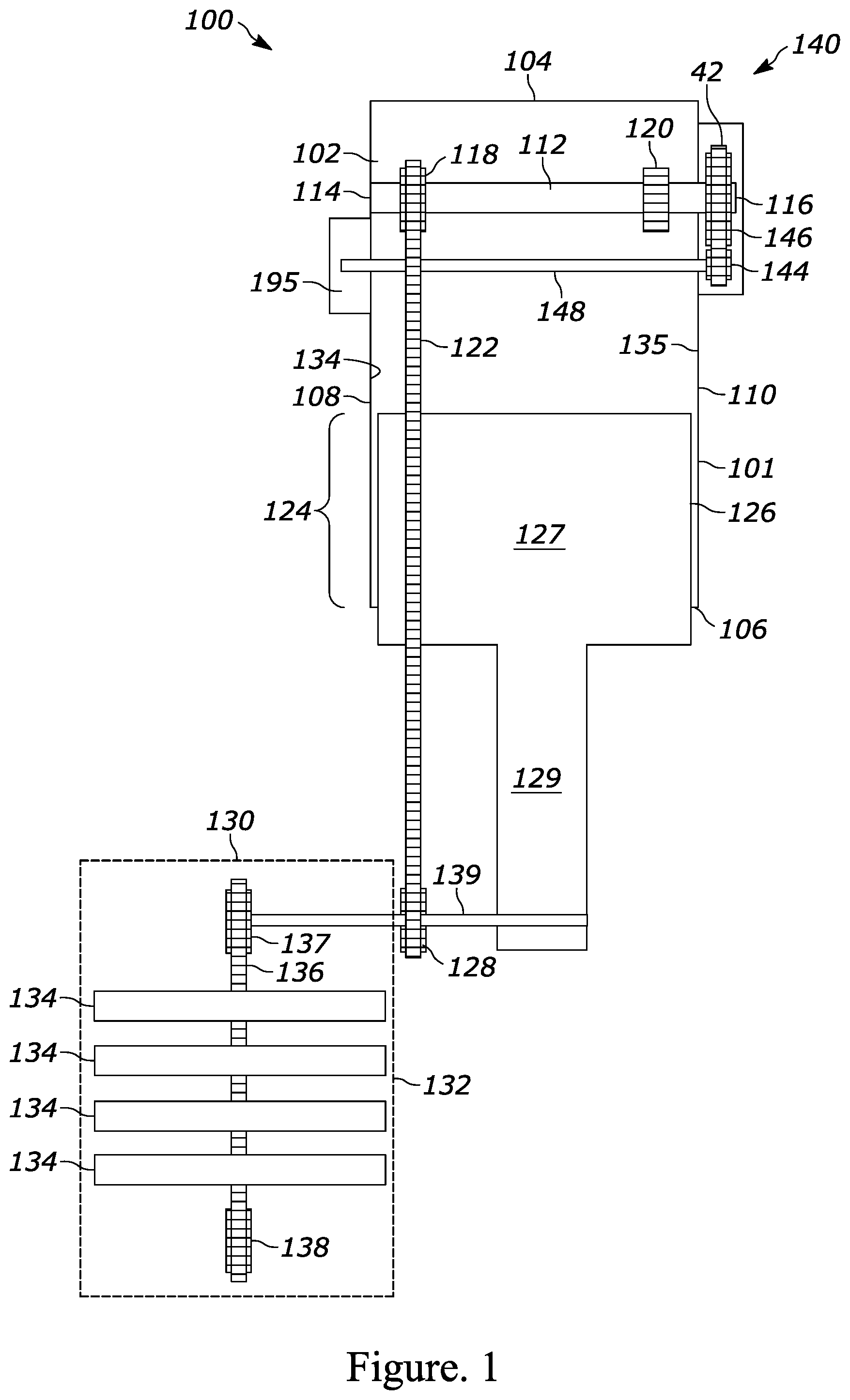 Patent US12448753 — Offset box apparatus for a trencher — Figure 1