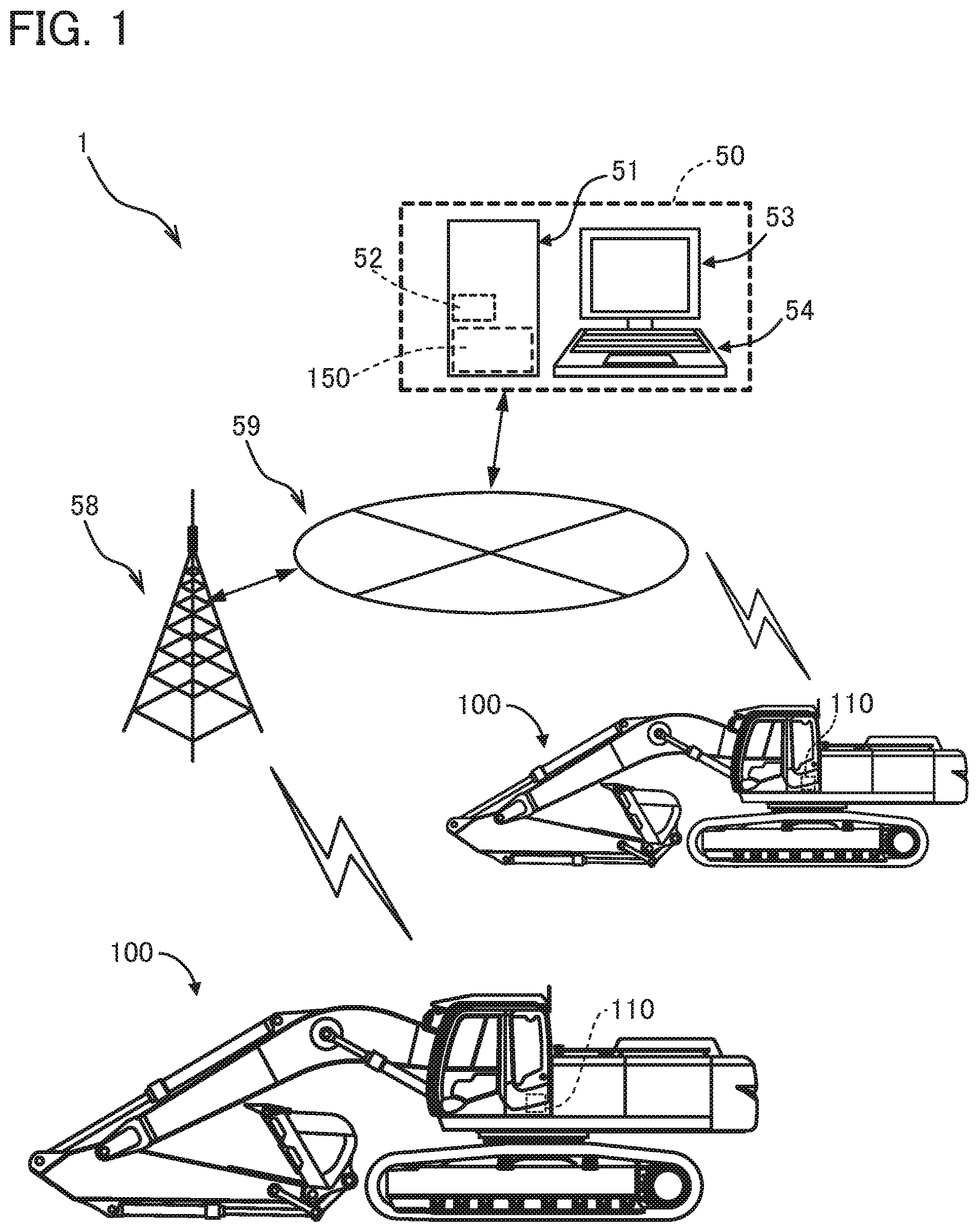 Patent US12448755 — Work machine management system — Figure 1