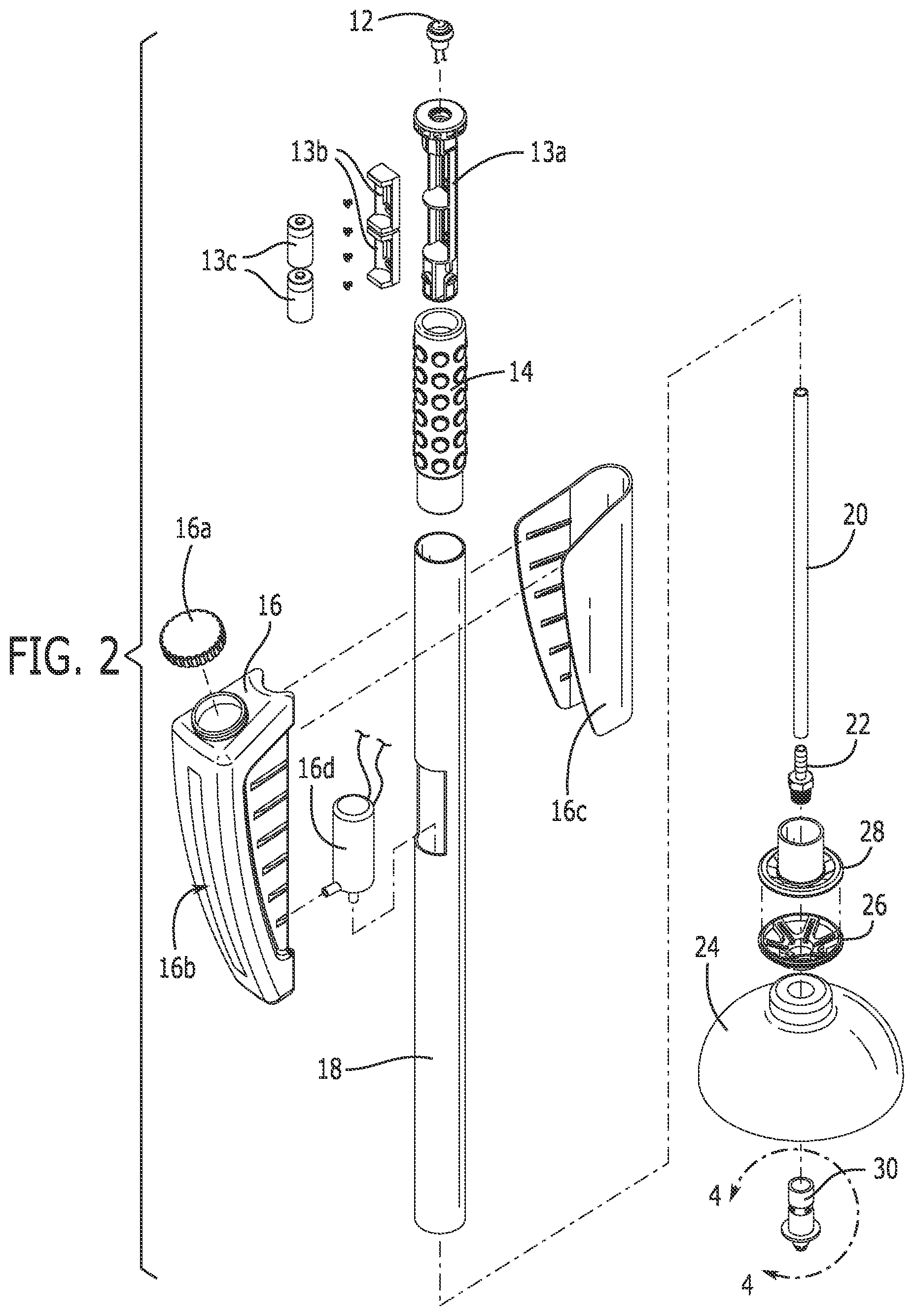 Patent US12448765 Figure 2 – Toilet plunger caddy with cleaning mechanism