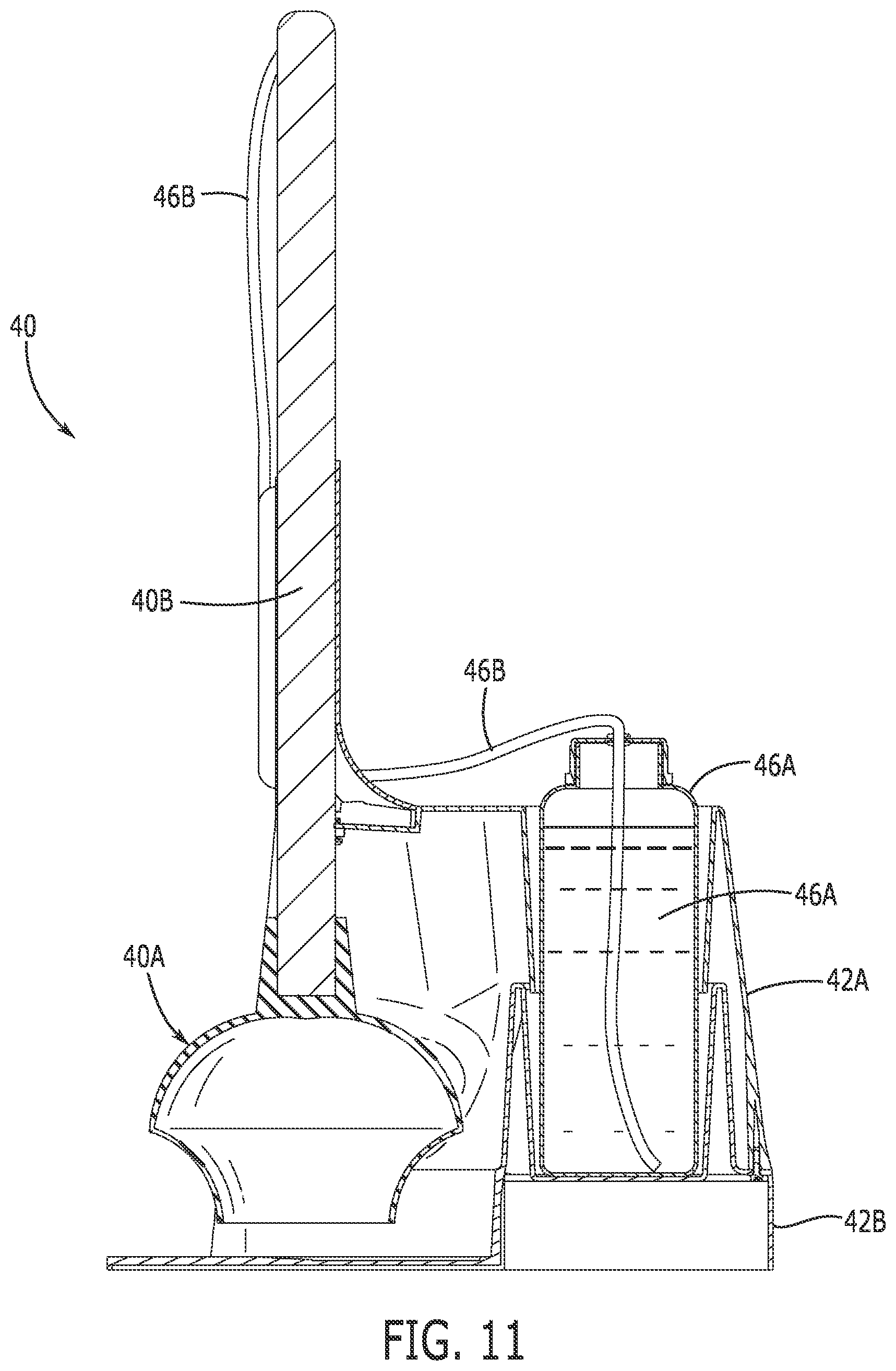 Patent US12448765 Figure 8 – Toilet plunger caddy with cleaning mechanism