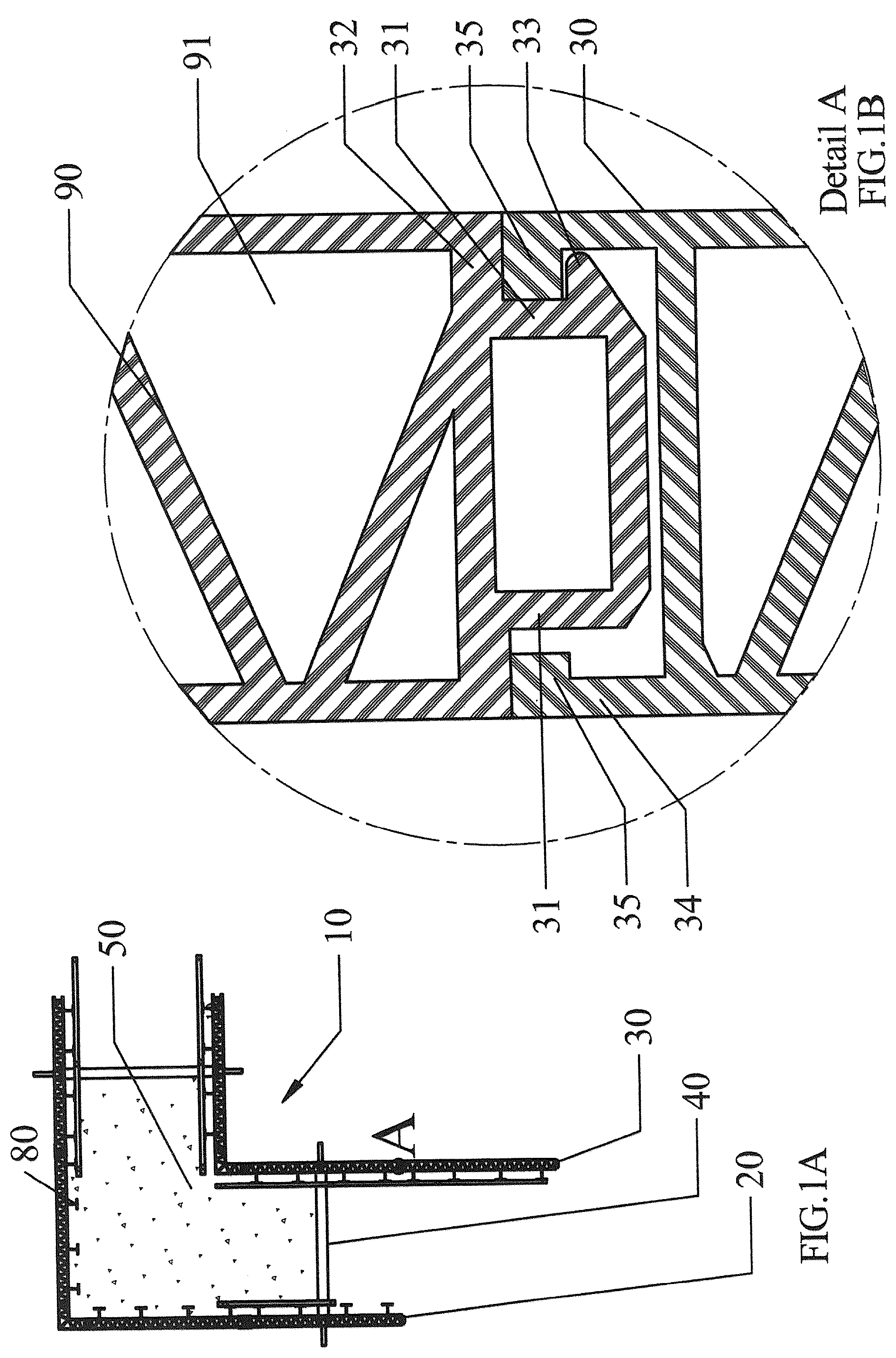 Patent US12448772 Figure 1 – Modular construction system for permanent formwork