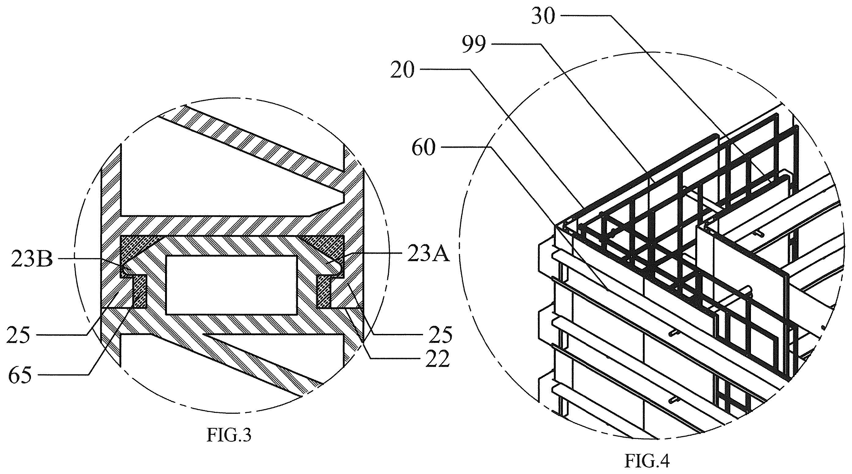 Patent US12448772 Figure 3 – Modular construction system for permanent formwork