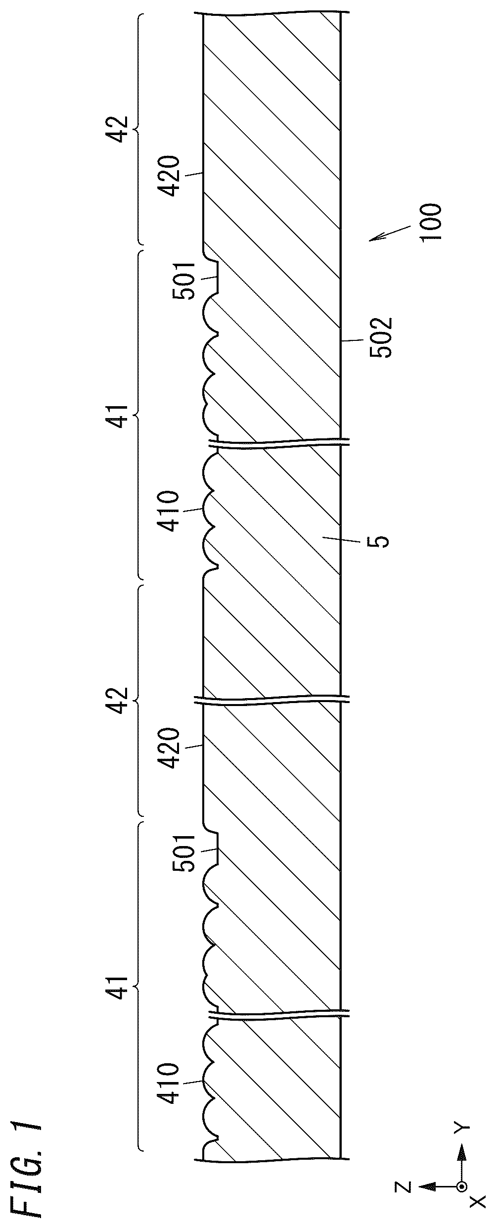 Patent US12448782 Figure 1 – Construction material, decorative member, and method for manufacturing decorative member