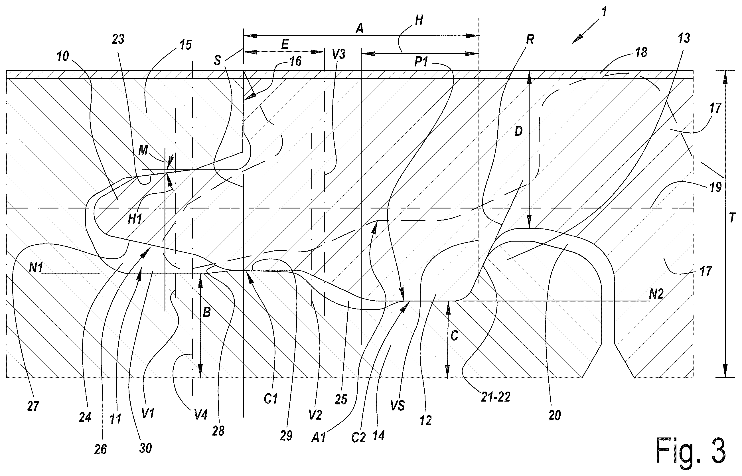 Patent US12448786 Figure 3 – Floor panel for forming a floor covering
