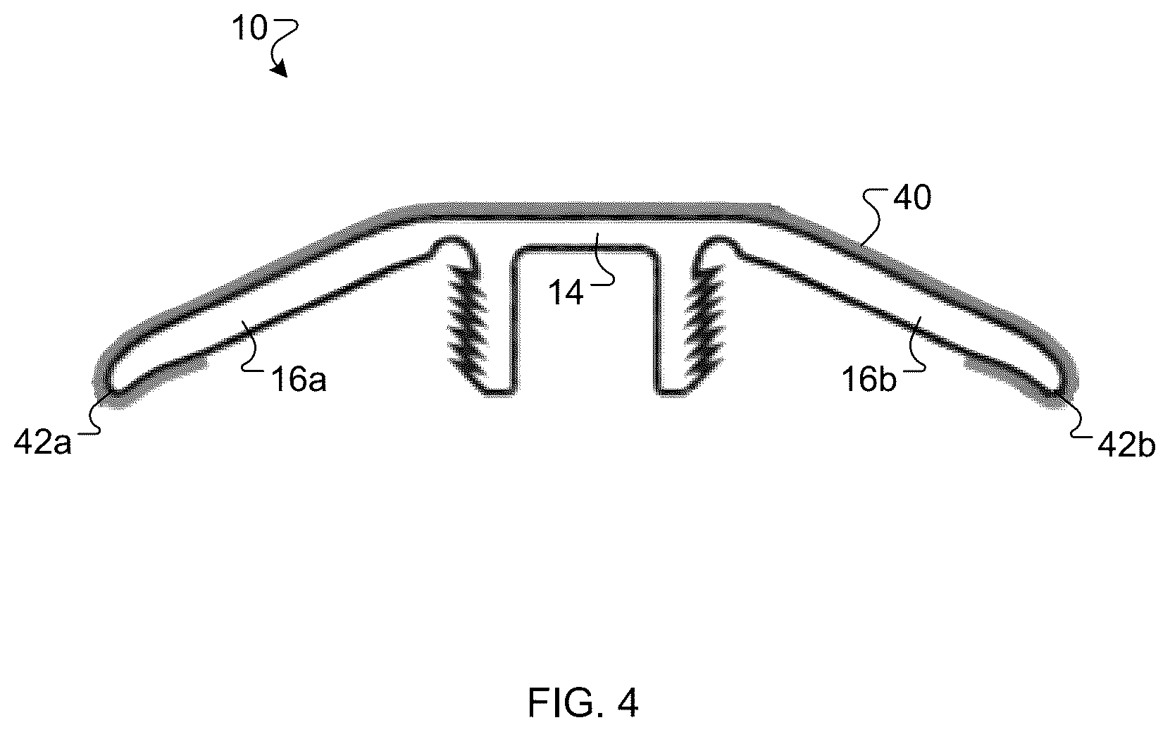 Patent US12448790 Figure 4 – Transition molding with flexible hinges