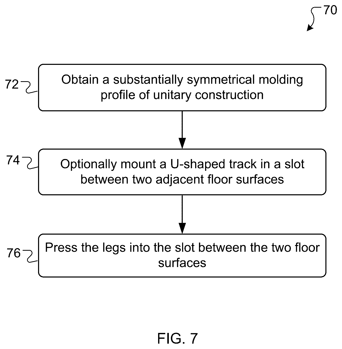 Patent US12448790 Figure 7 – Transition molding with flexible hinges
