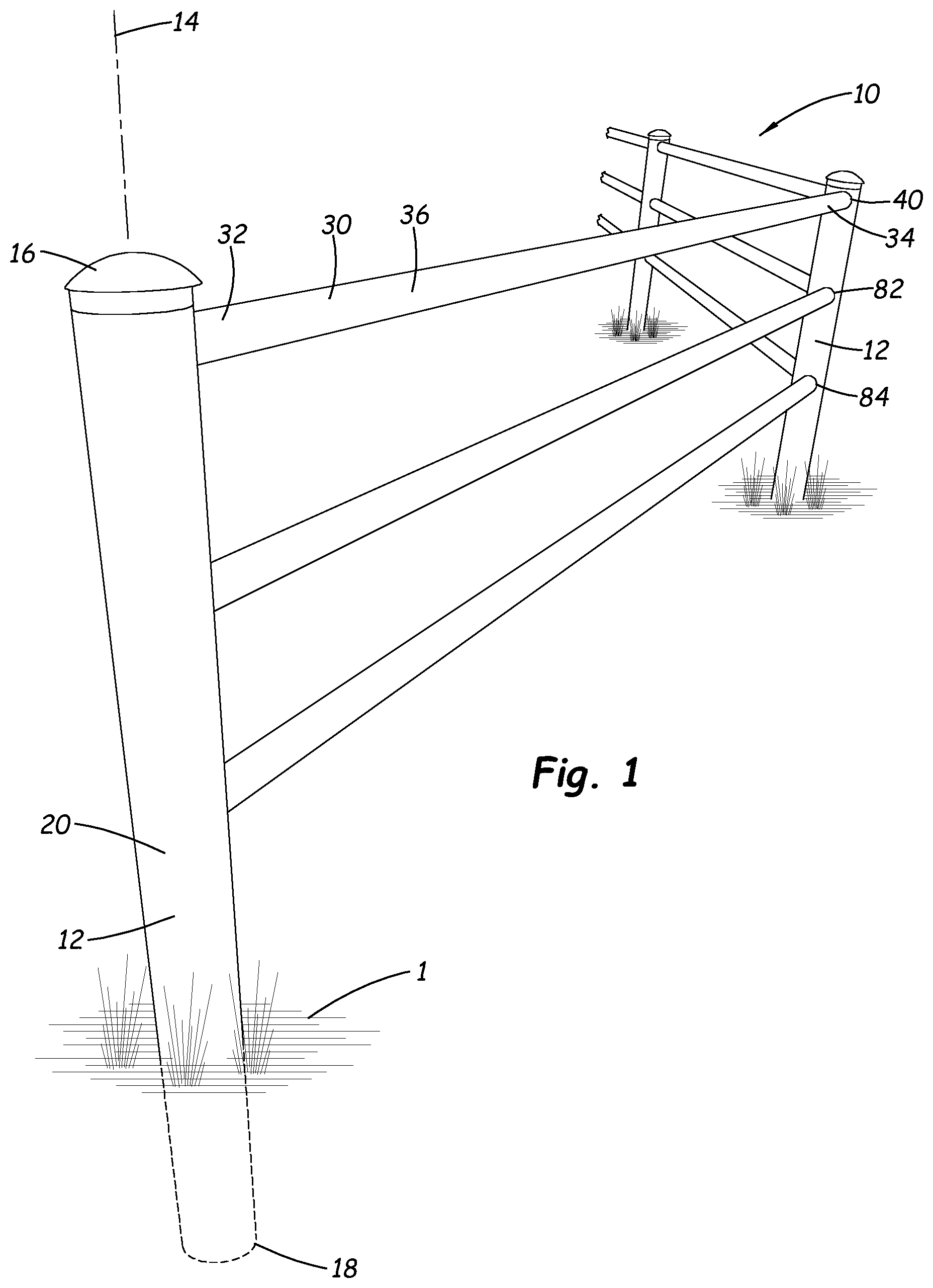 Patent US12448810 Figure 1 – Fence system