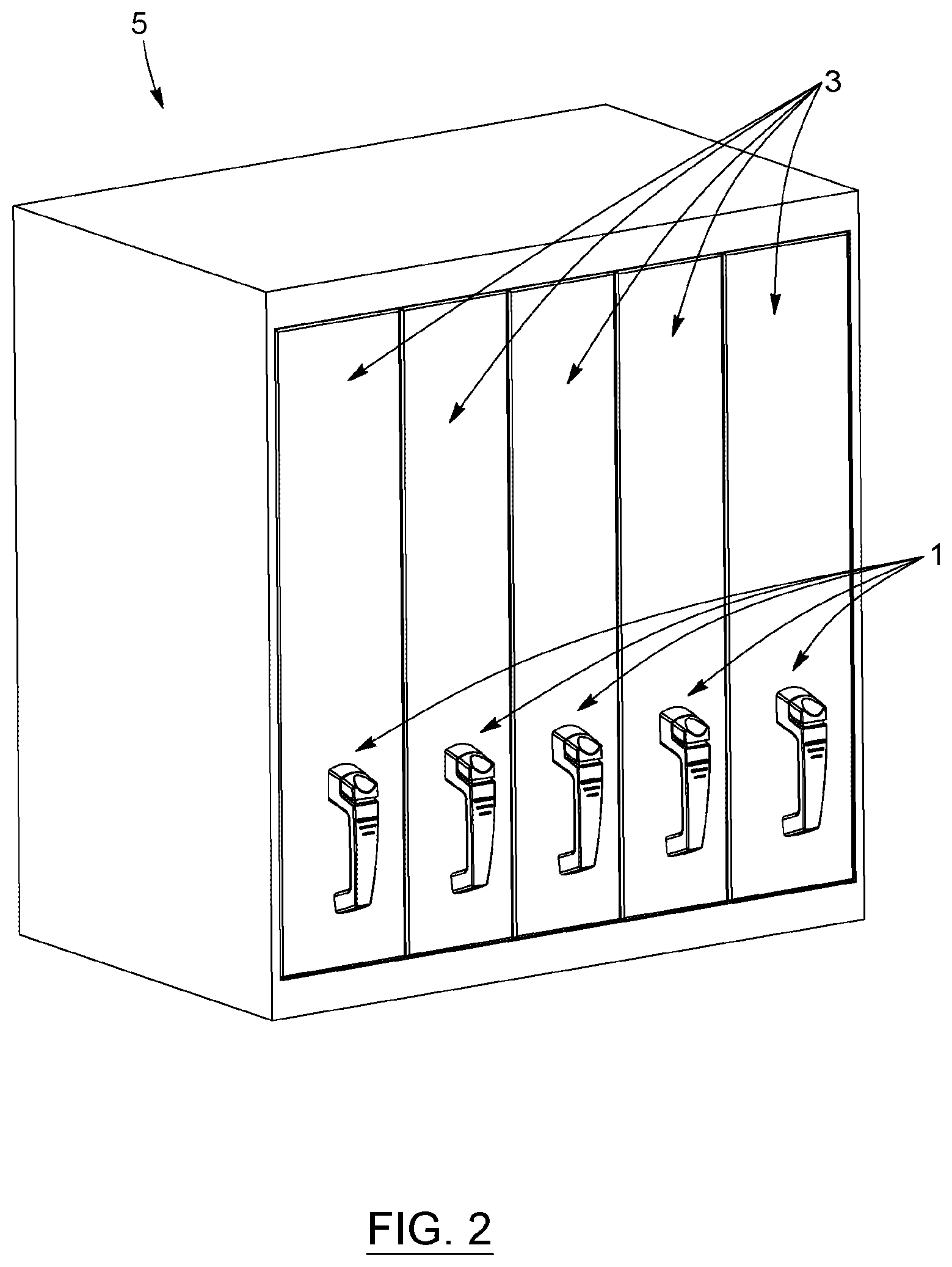 Patent US12448811 Figure 2 – Handle system for vertical drawer, cabinet structure provided with such system, kit for assembling the same, and corresponding methods of manufacturing, assembling and operating associated thereto