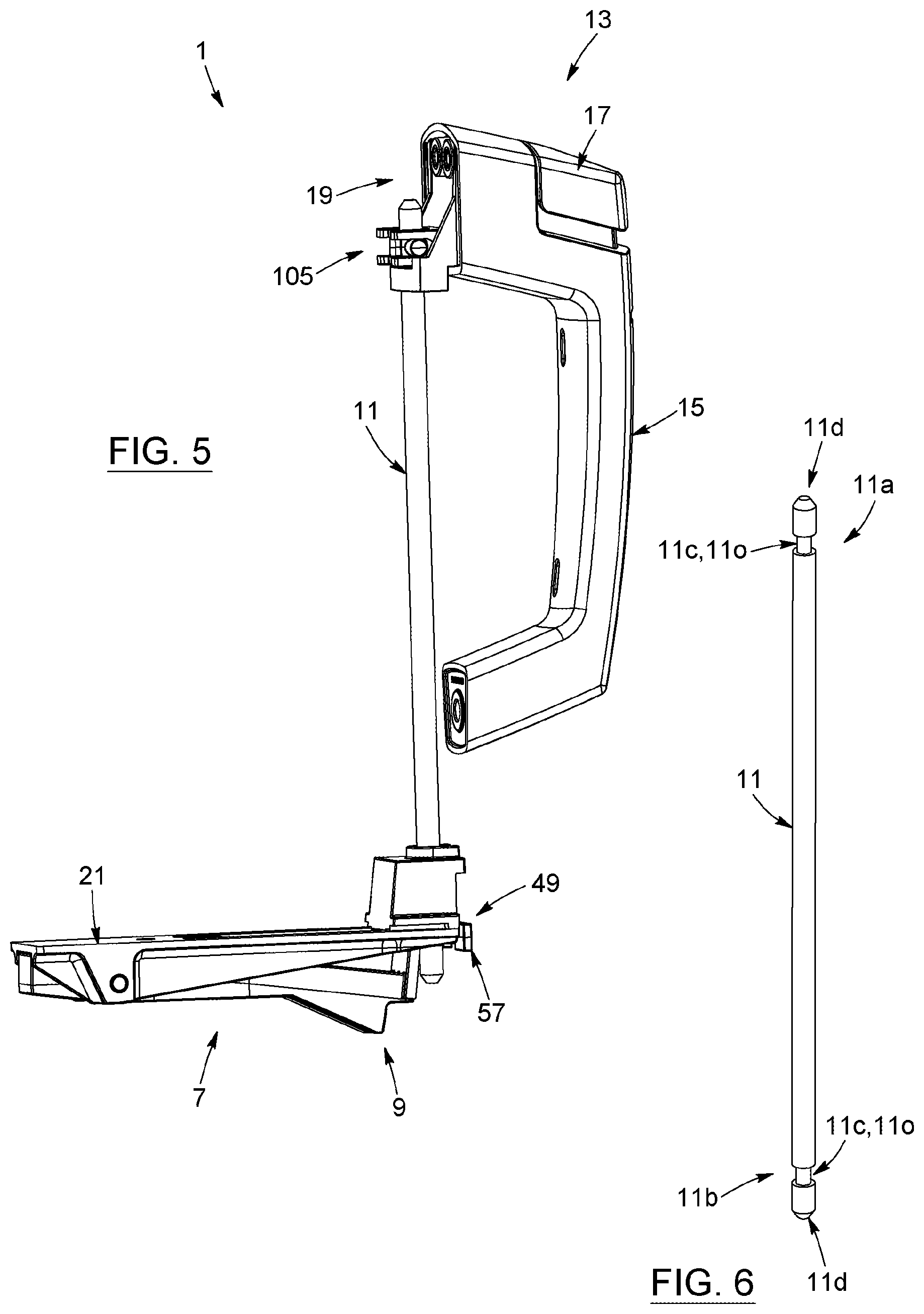 Patent US12448811 Figure 5 – Handle system for vertical drawer, cabinet structure provided with such system, kit for assembling the same, and corresponding methods of manufacturing, assembling and operating associated thereto