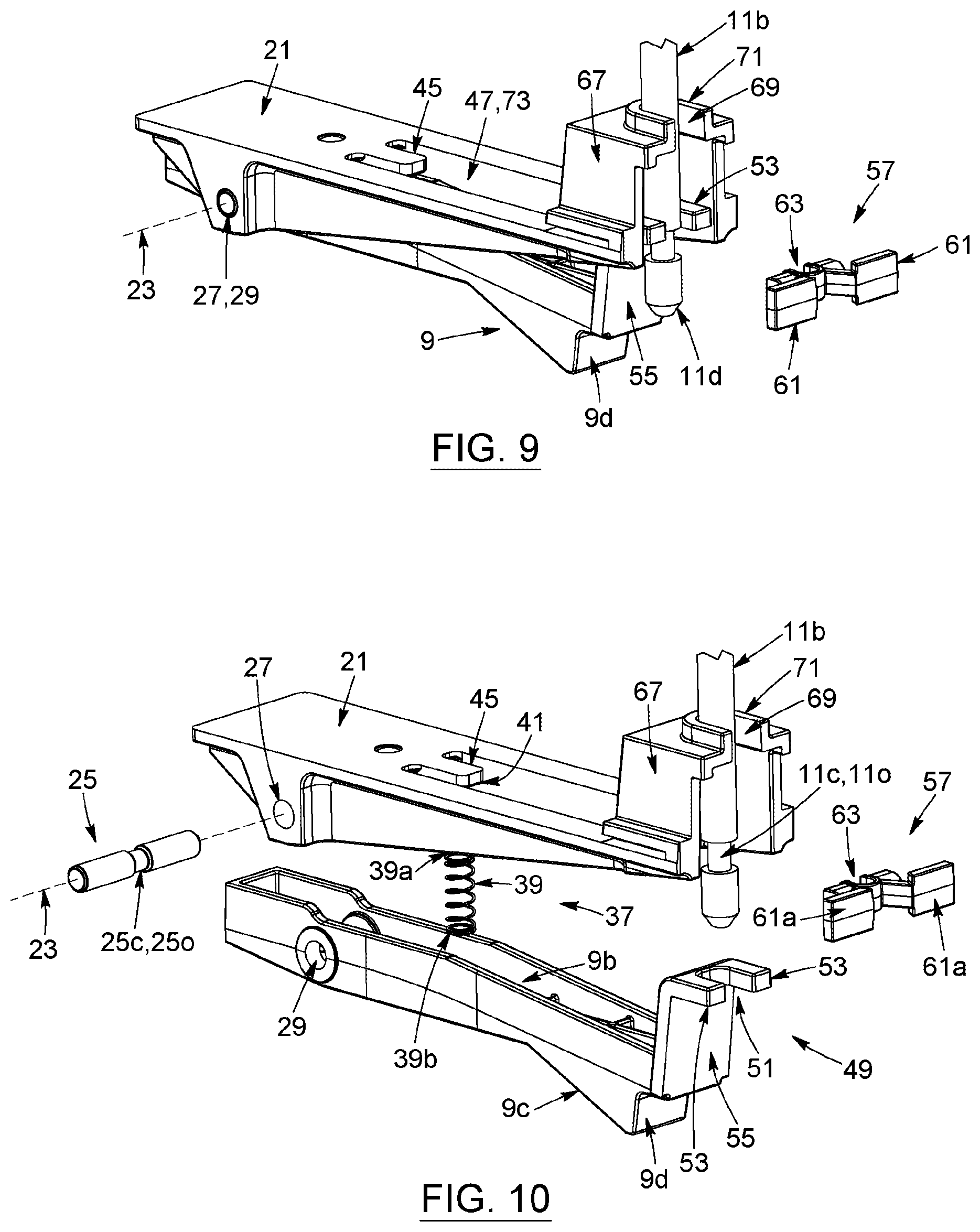Patent US12448811 Figure 7 – Handle system for vertical drawer, cabinet structure provided with such system, kit for assembling the same, and corresponding methods of manufacturing, assembling and operating associated thereto