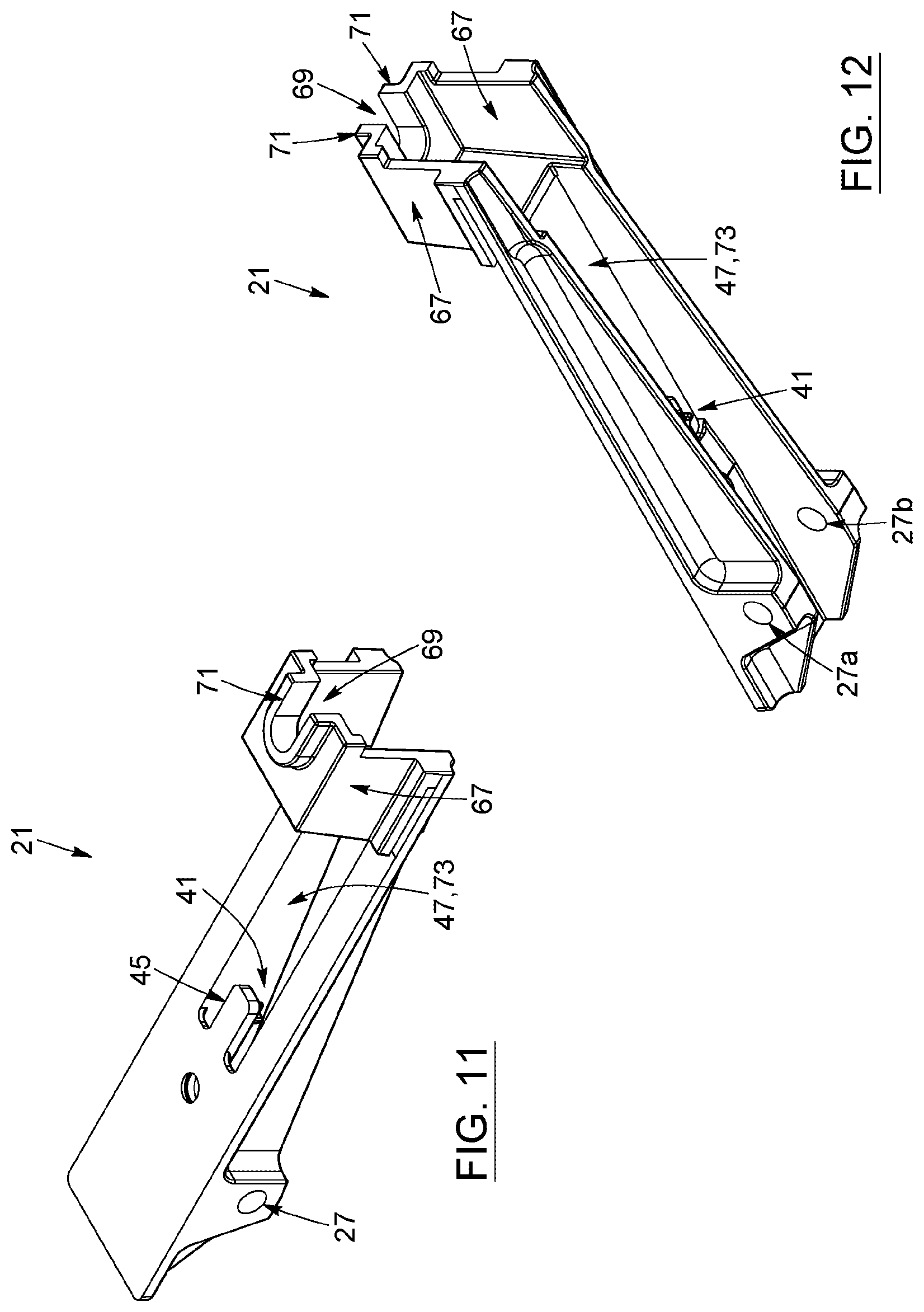 Patent US12448811 Figure 8 – Handle system for vertical drawer, cabinet structure provided with such system, kit for assembling the same, and corresponding methods of manufacturing, assembling and operating associated thereto