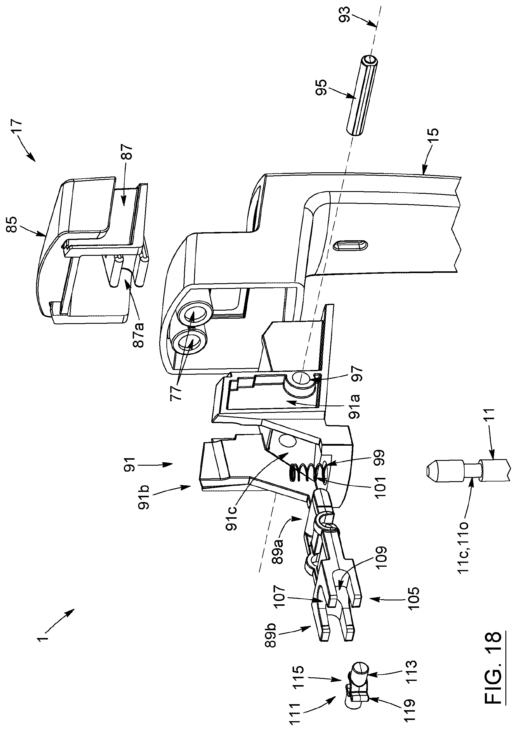 Patent US12448811 Figure 11 – Handle system for vertical drawer, cabinet structure provided with such system, kit for assembling the same, and corresponding methods of manufacturing, assembling and operating associated thereto