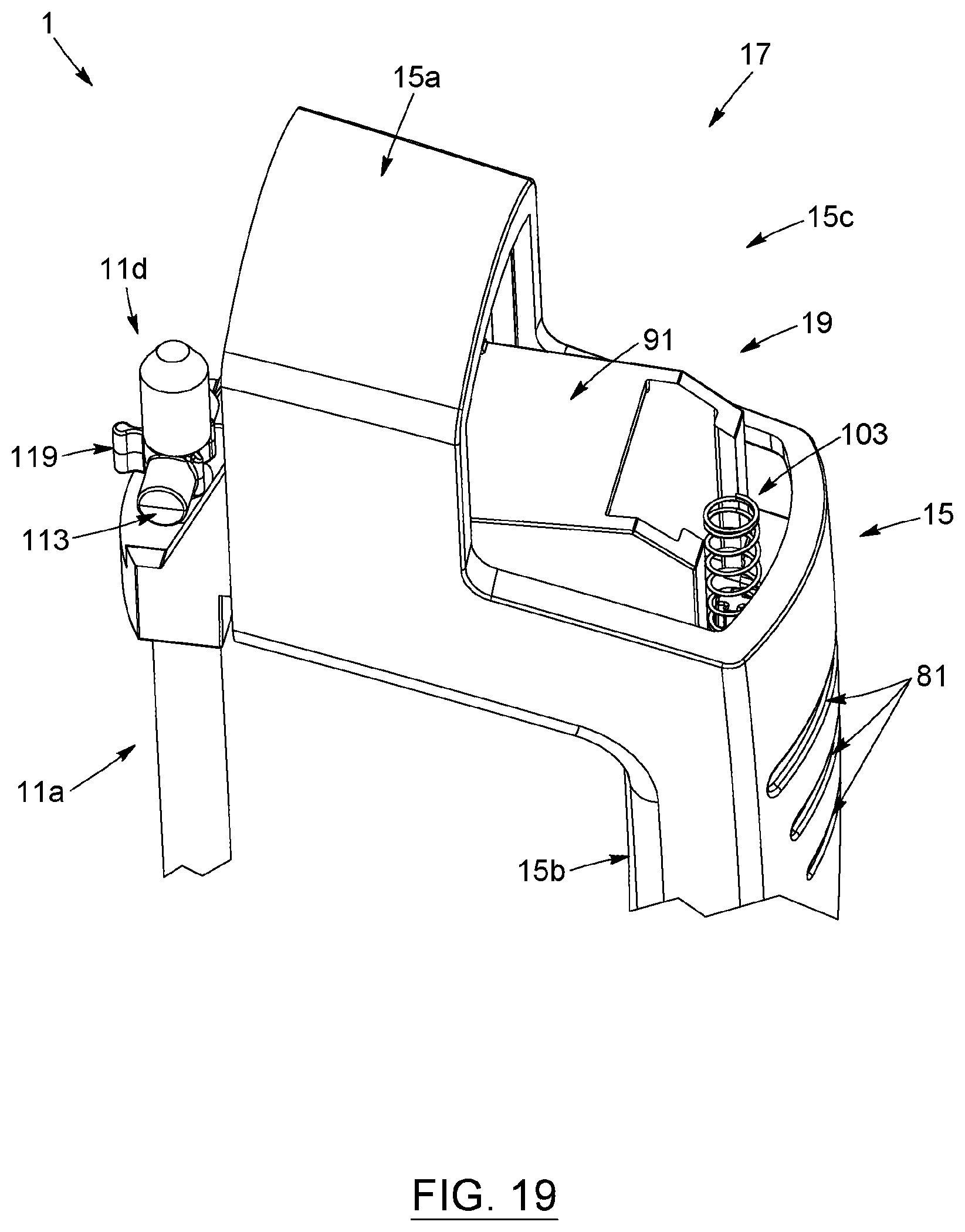 Patent US12448811 Figure 12 – Handle system for vertical drawer, cabinet structure provided with such system, kit for assembling the same, and corresponding methods of manufacturing, assembling and operating associated thereto