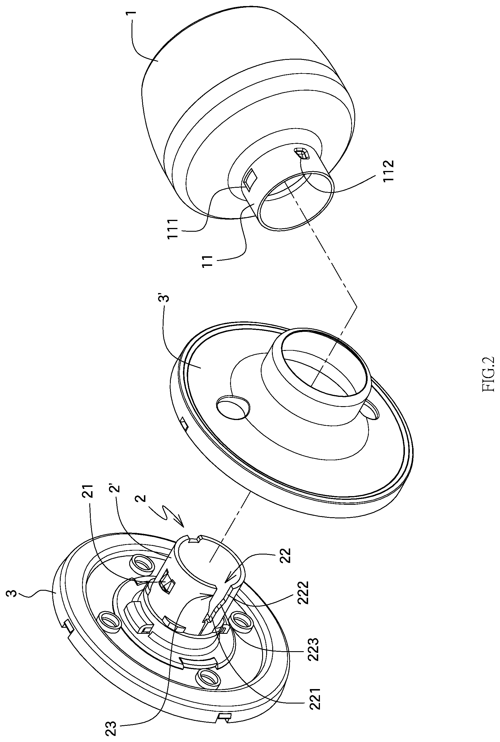 Patent US12448812 Figure 2 – Lock handle and rotating shaft combination mechanism
