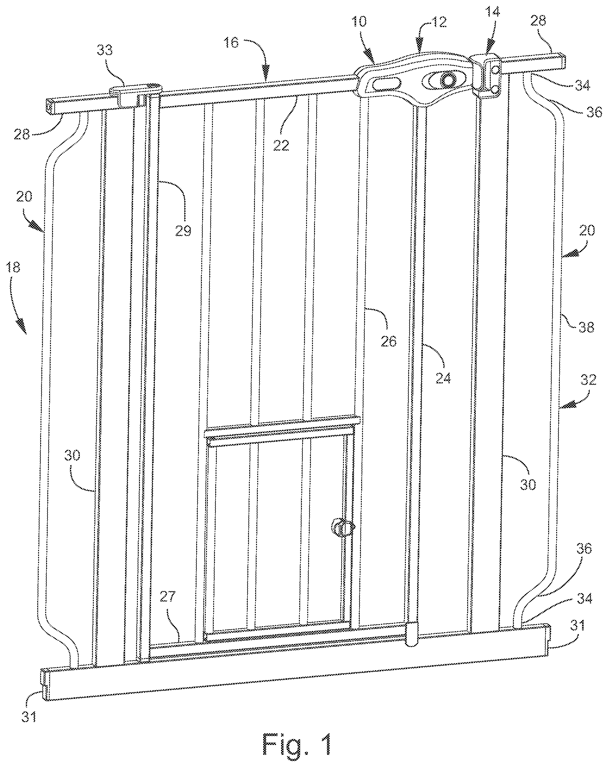 Patent US12448818 Figure 1 – Squeeze and slide to open gate latch