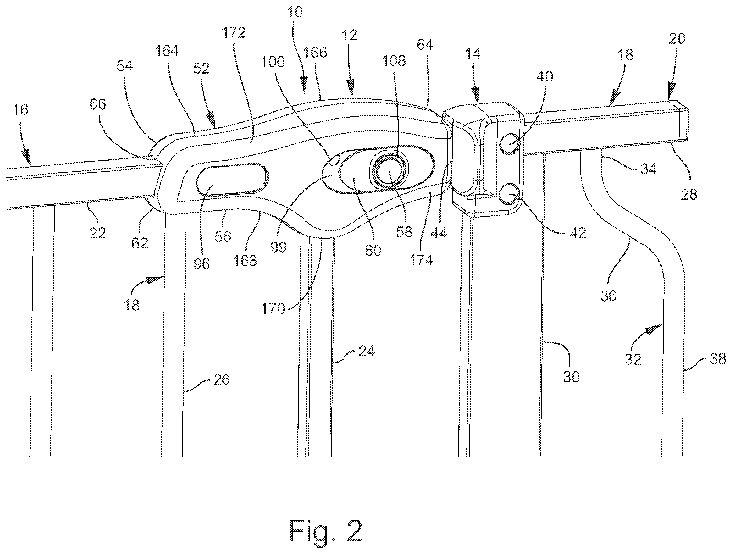 Patent US12448818 Figure 2 – Squeeze and slide to open gate latch